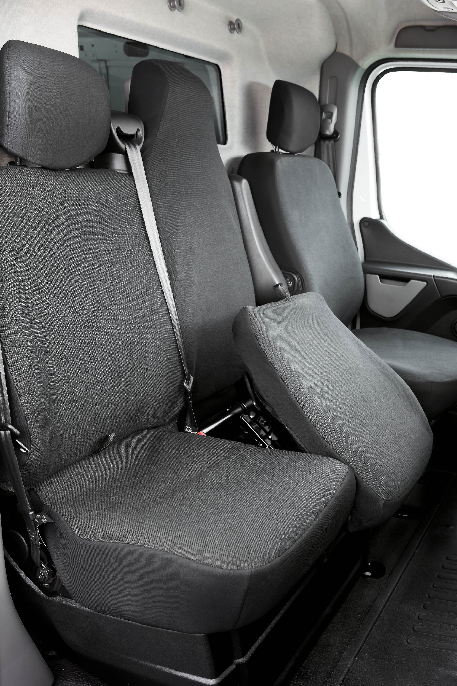 Autostoelhoes Transporter Fit van stof antraciet geschikt voor Opel Movano, Renault Master, Nissan NV400, Einzel- & Dubbele Bank
