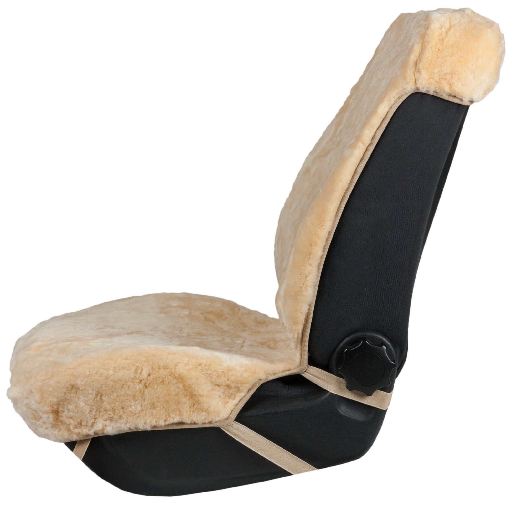 Housse de siège auto Shauna en fourrure d'agneau avec hauteur de laine 20 mm - 1 pièce beige avec système ZIPP IT