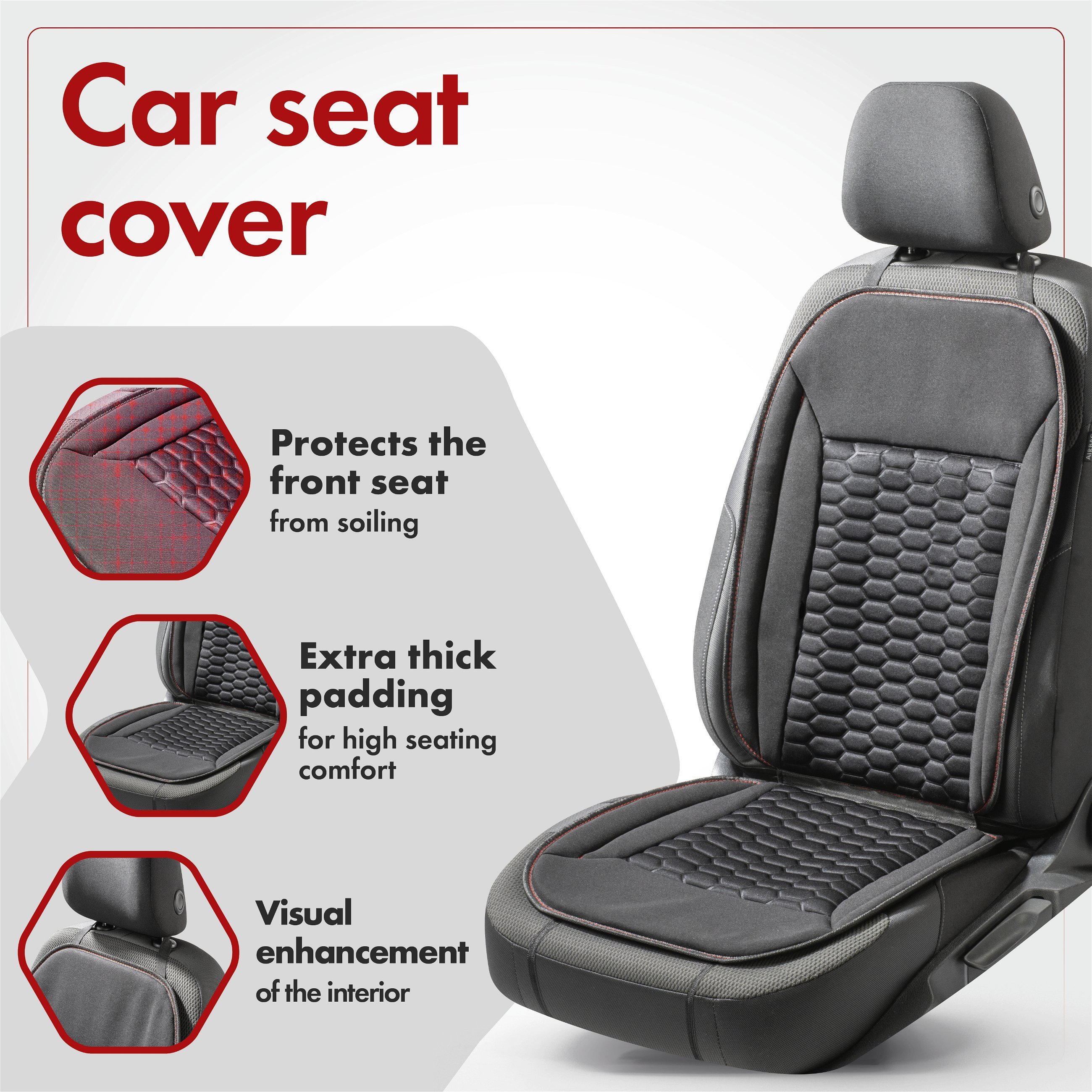 Car Seat cover Valtteri black/red