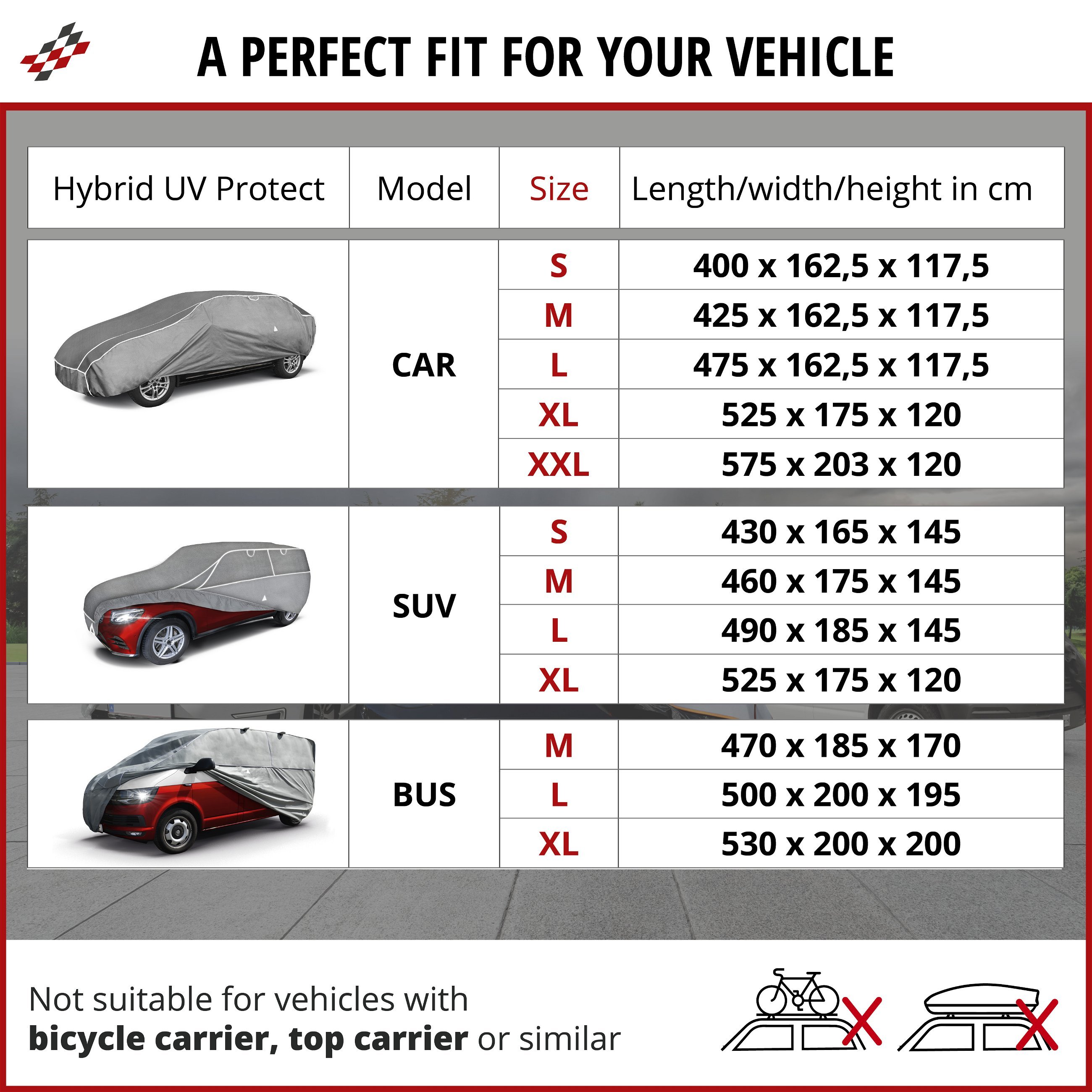 Car hail protection cover Hybrid UV Protect SUV size S