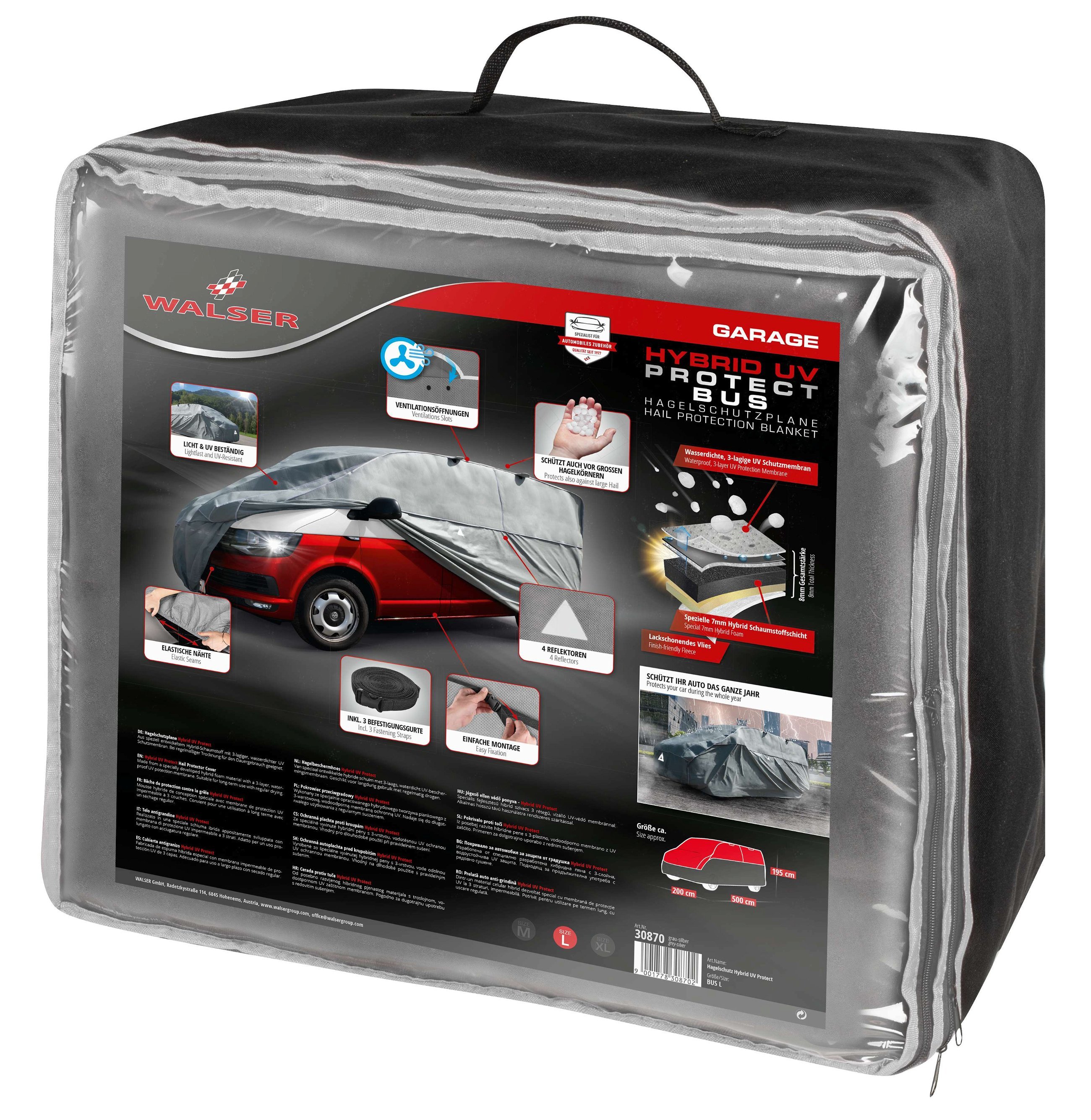 Bus hail protection tarpaulin Hybrid UV Protect size L