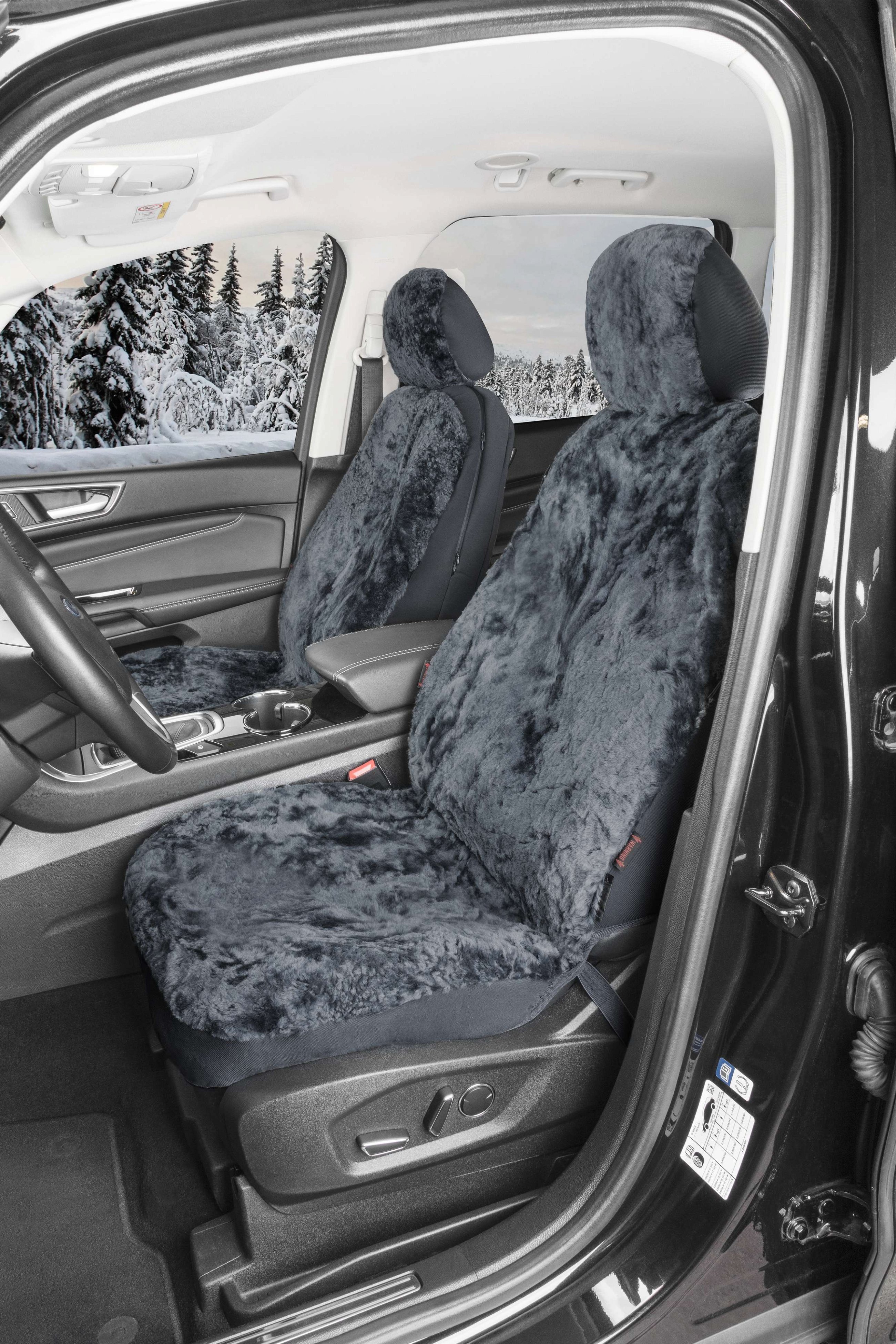 Coprisedili auto Iva in pelle di agnello antracite con sistema informatico ZIPP