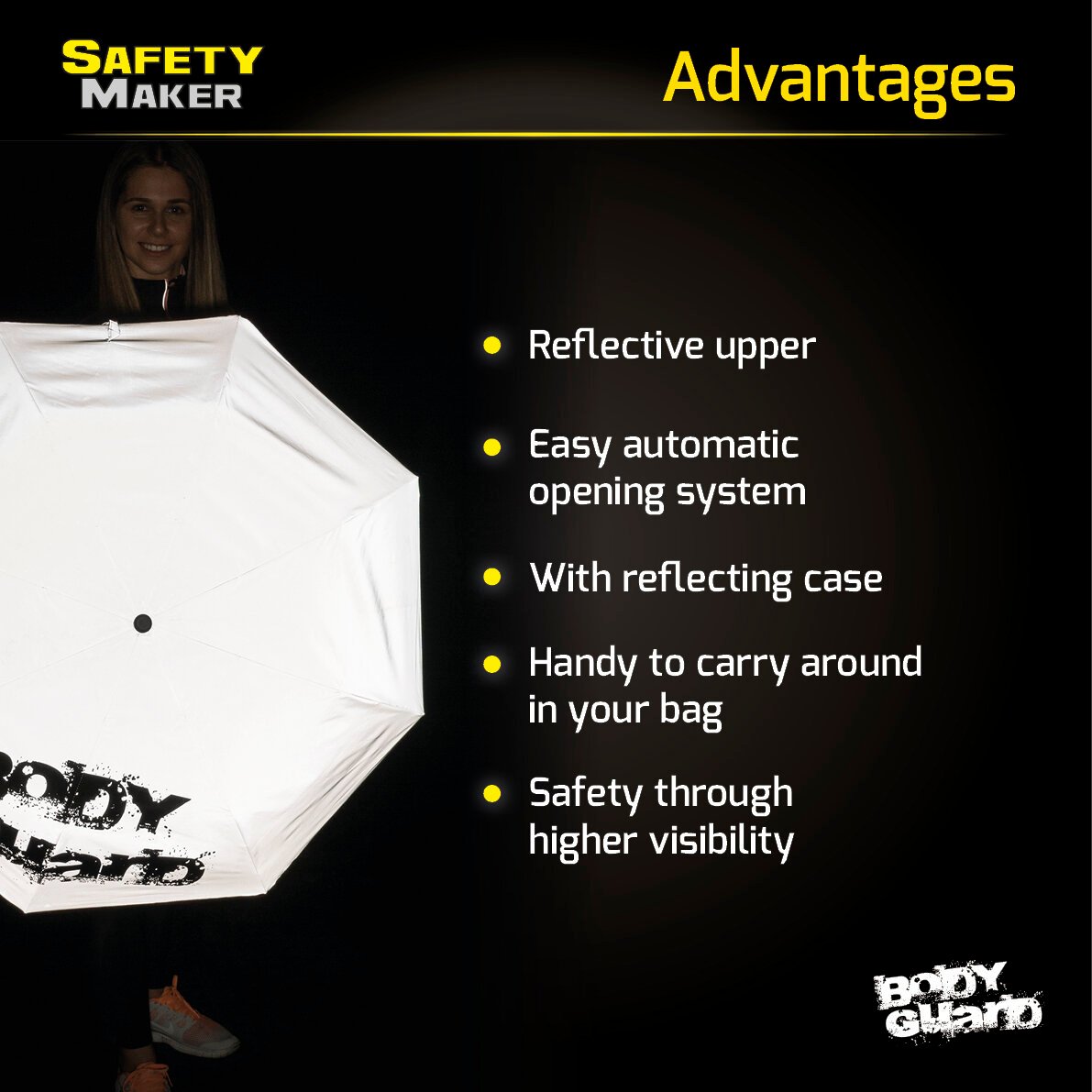 Travel umbrella reflective silver