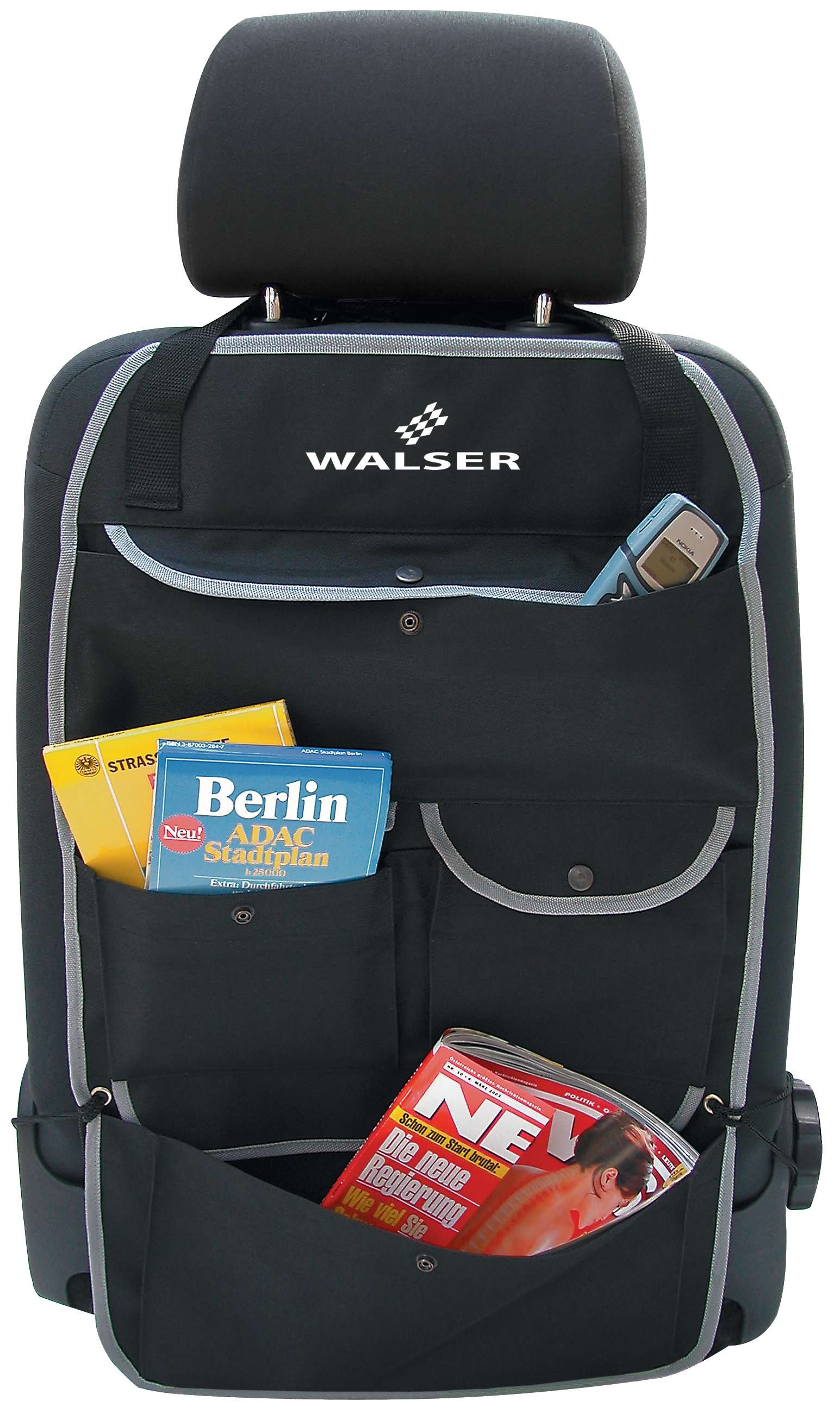 Kinder Organizer, Achterbank Tas Lucky Tom in Zwart/Grijs | Autostoelhoes met Rugleuning Bescherming | Achterbank Cover voor Auto's