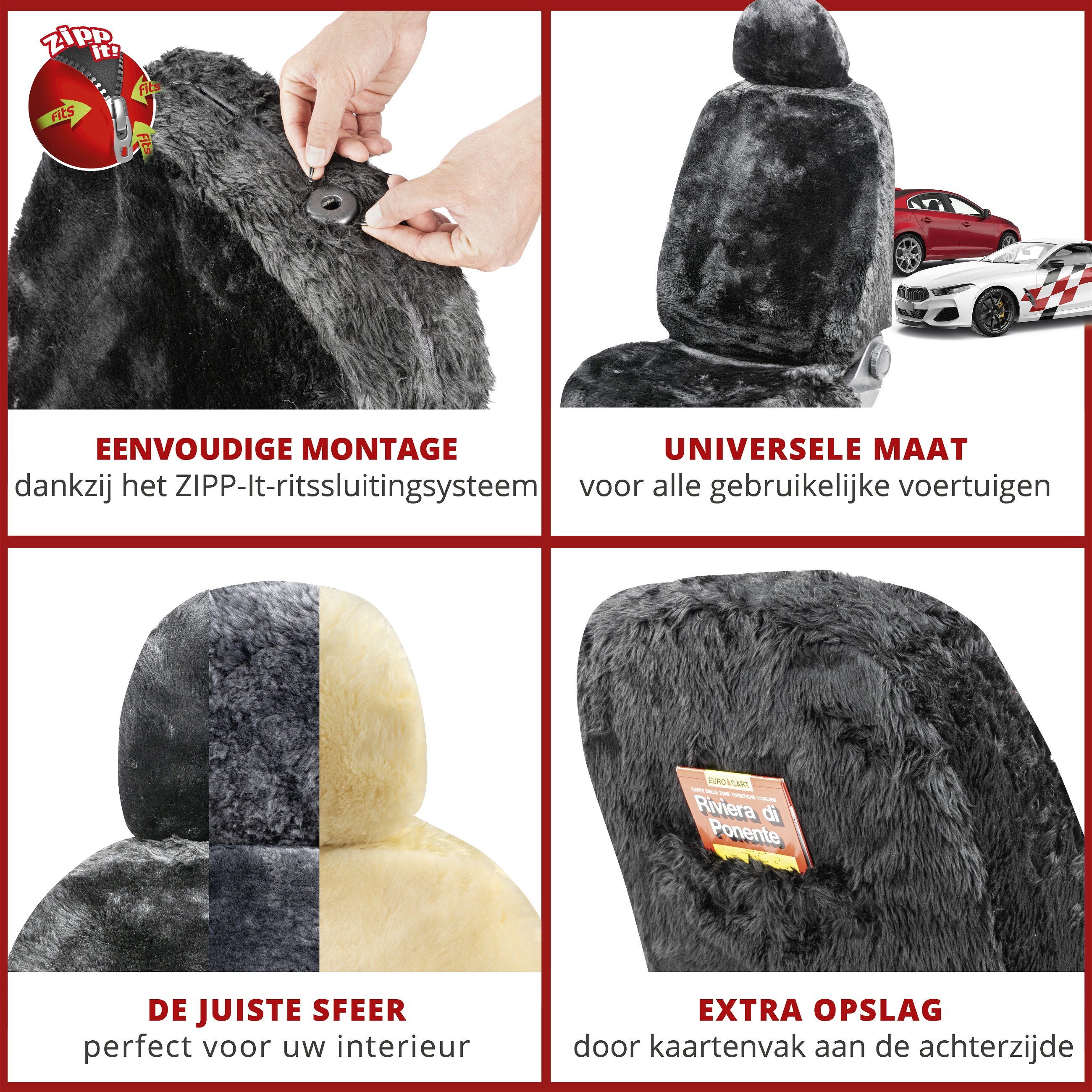 Autostoelhoes Lamsvel Maya zwart