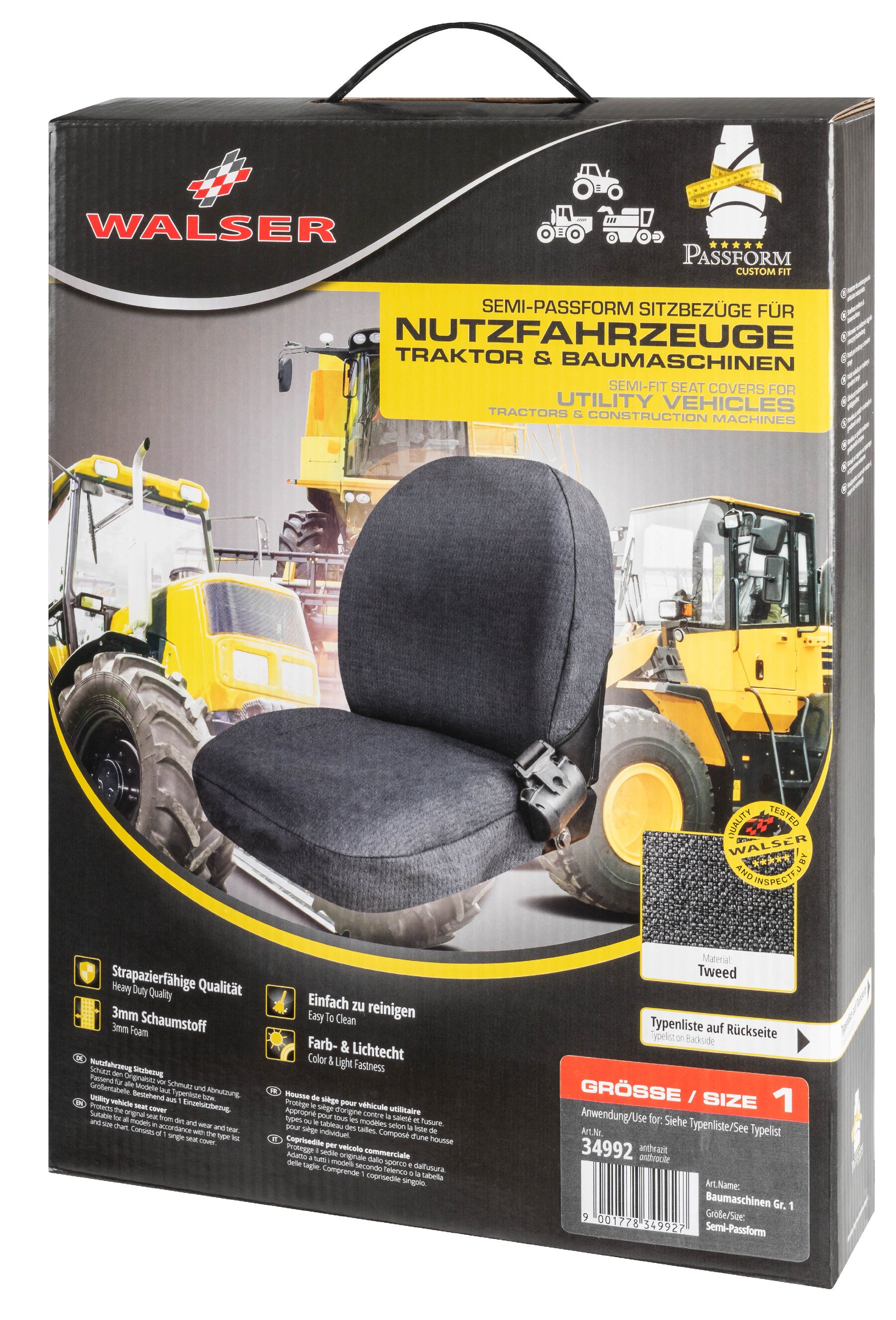 Semi-fit Seat cover for tractors and construction machinery - size 1