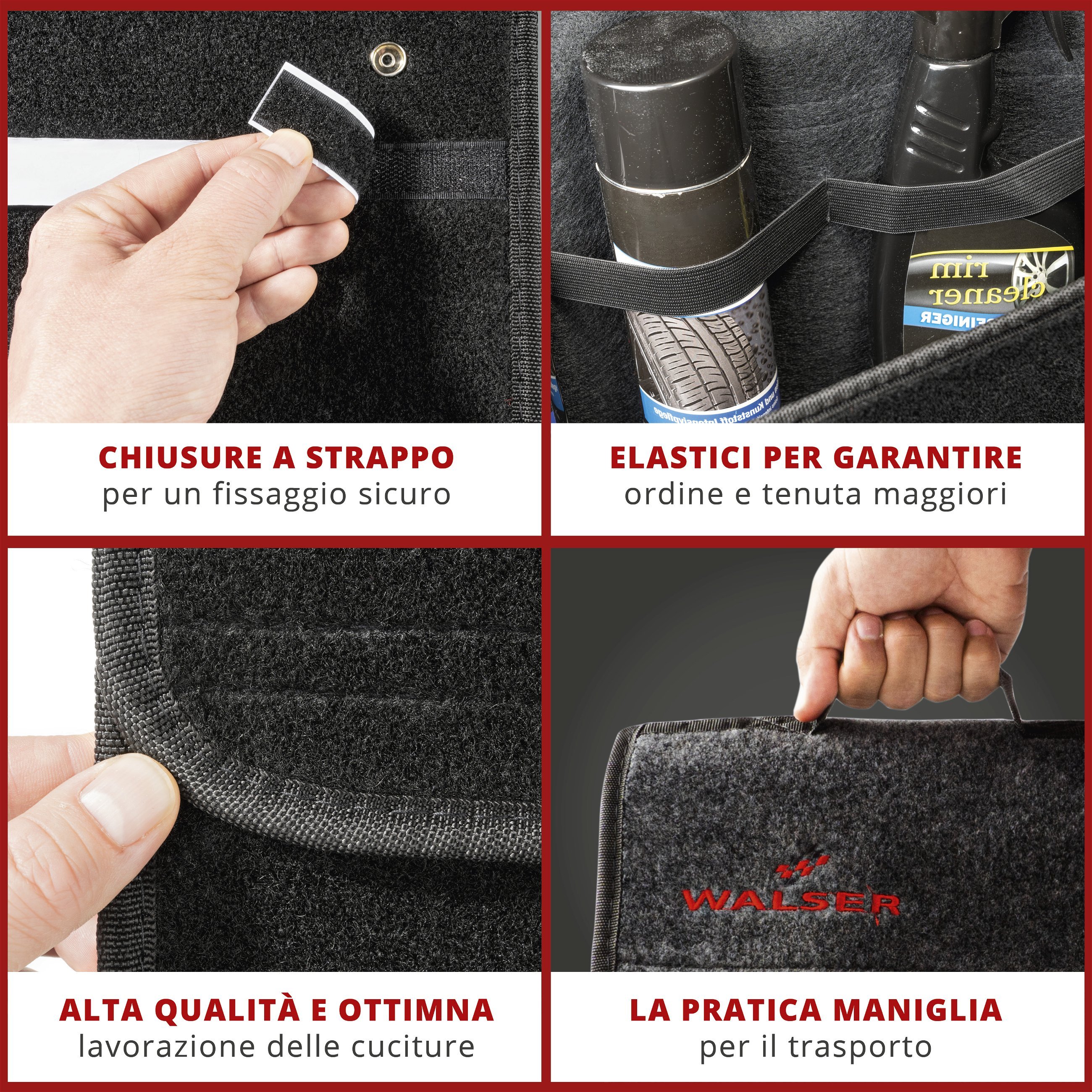 Borsa per il bagagliaio dell'auto Toolbag taglia L, borsa di stoccaggio auto nero 50x16x21cm