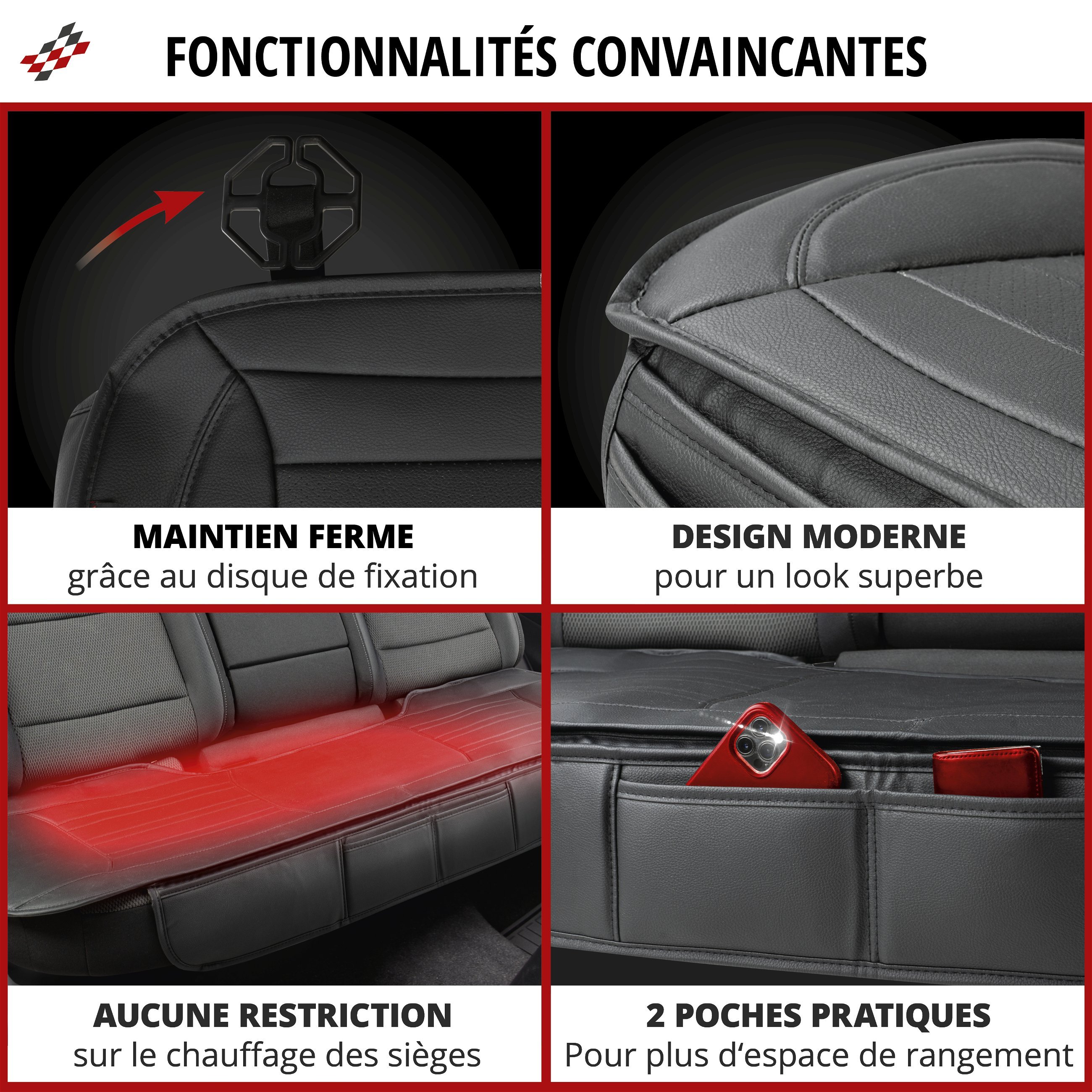 Couvre-siège pour voiture Fernando, siège arrière, protège-siège pour voiture 1 pièce, noir