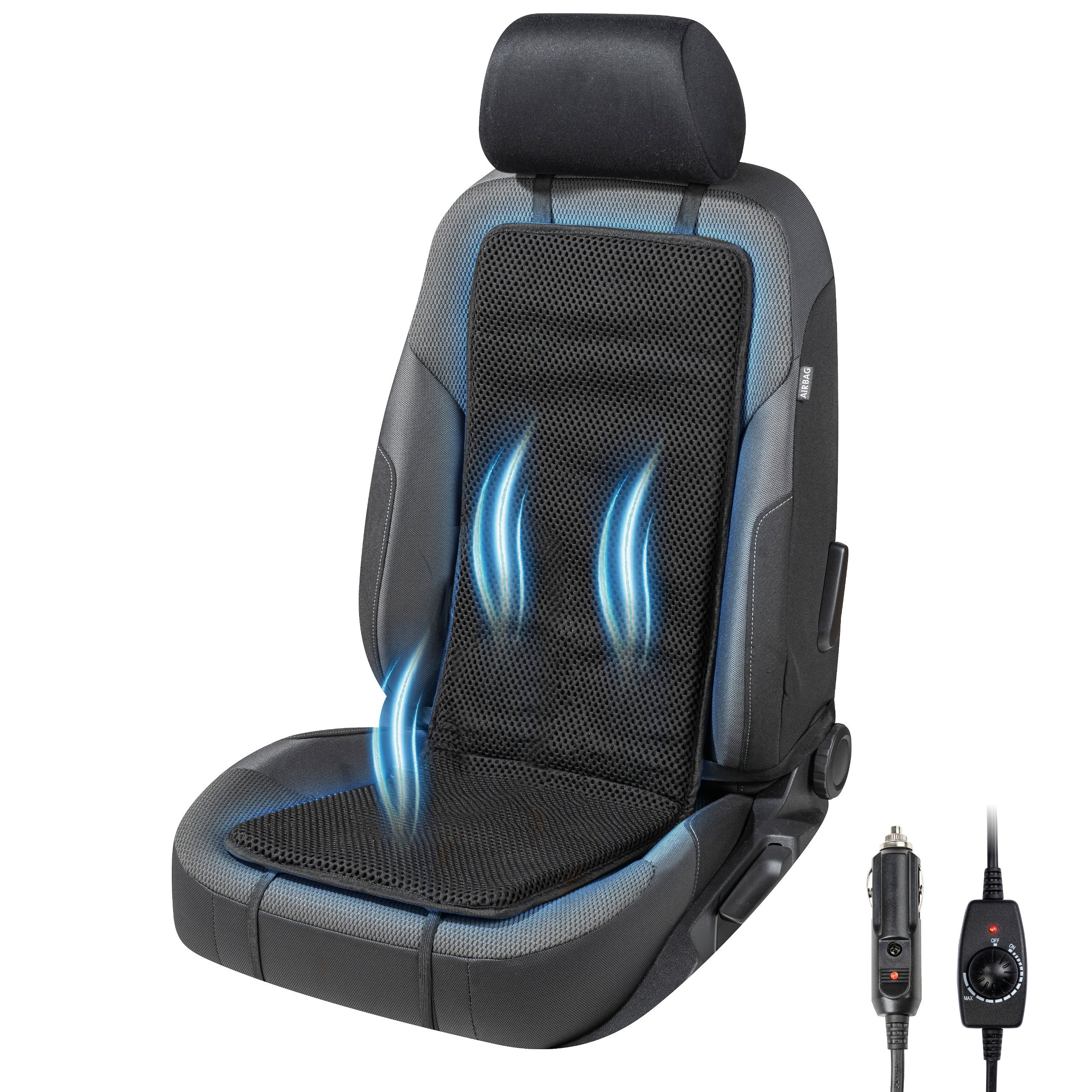 PKW Sitzauflage Fresh mit Kühlfunktion, Auto-Sitzaufleger atmungsaktiv schwarz