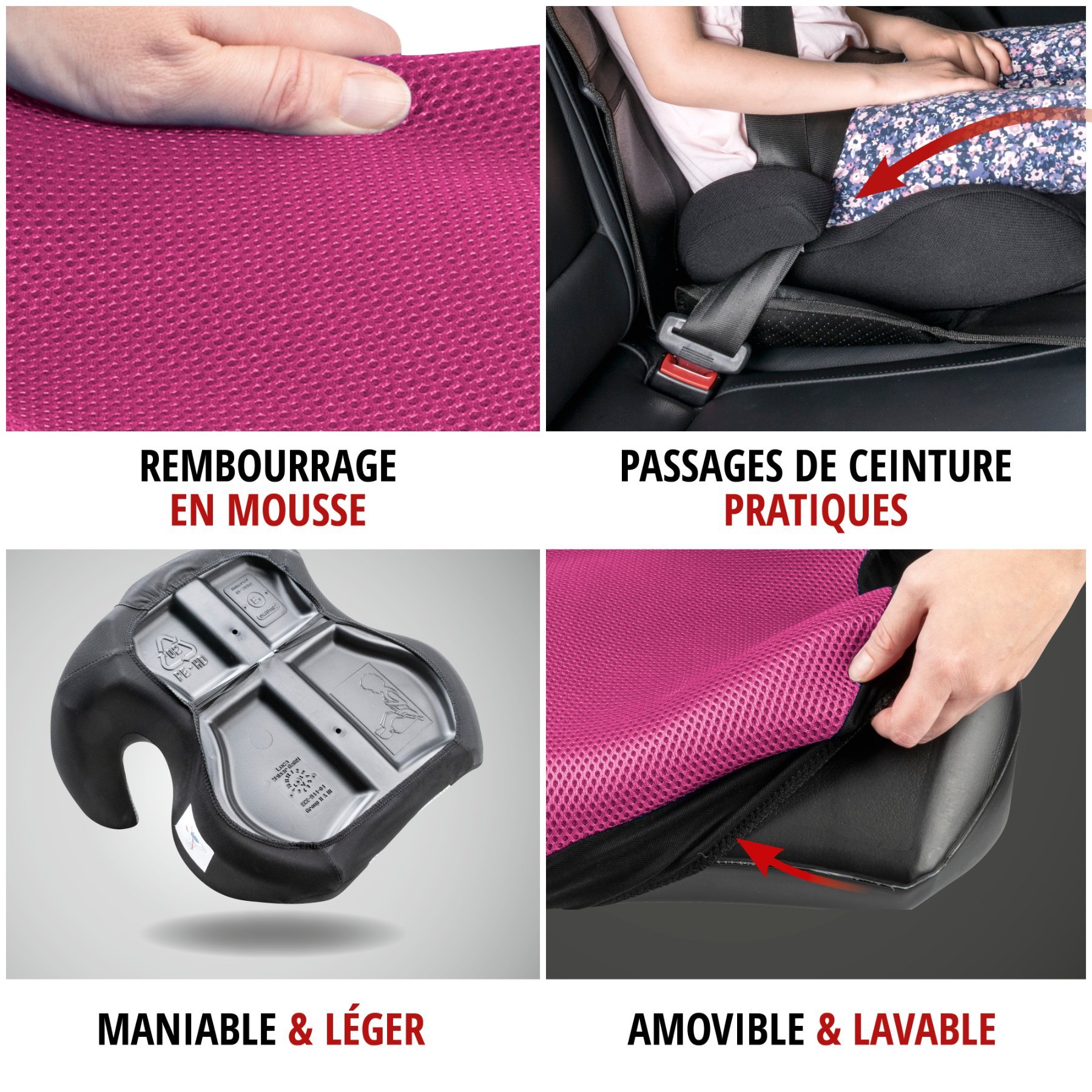 Rehausseur Lino noir/rose