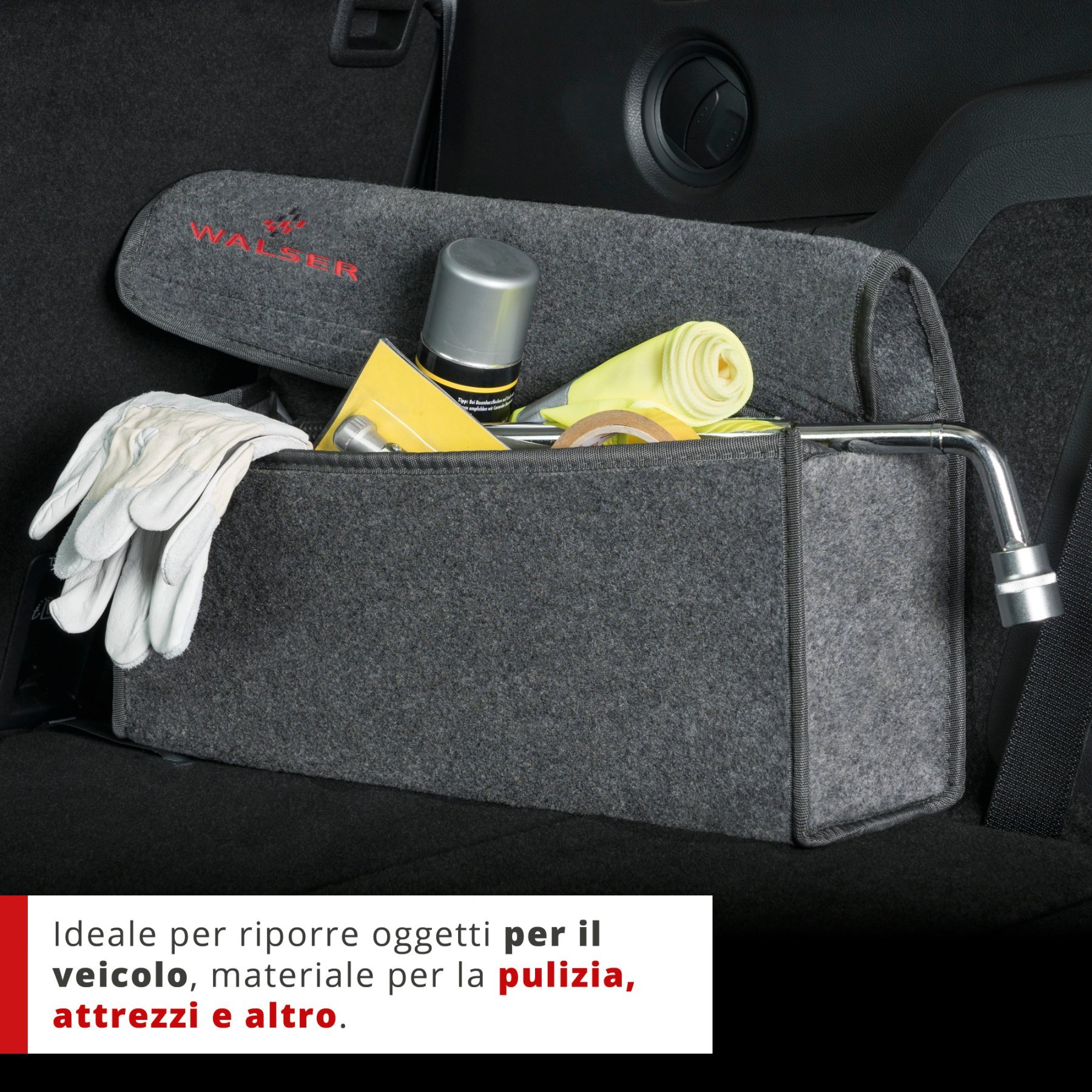 Borsa per il bagagliaio dell'auto Toolbag taglia L, borsa di stoccaggio auto grigio 50x16x21cm