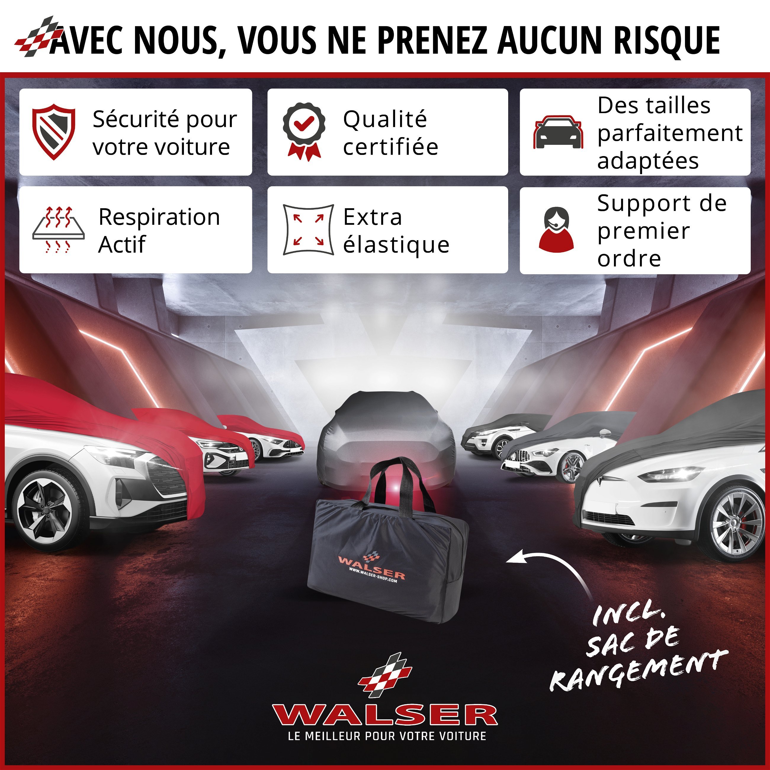 Bâche pour voiture Indoor Stretch Plus taille M anthracite