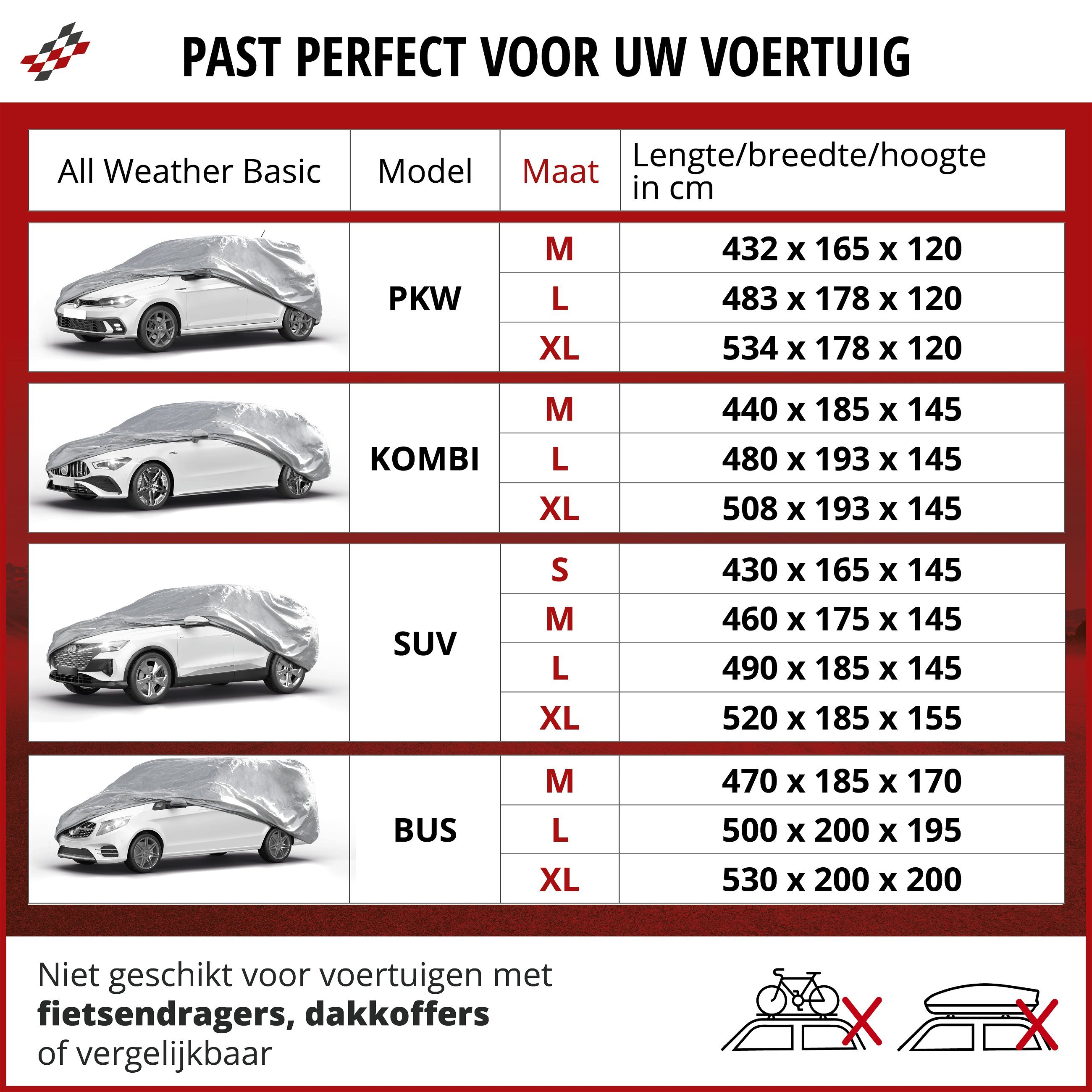Dekzeil voor auto All Weather Basic, autozeil volledige garage SUV maat XL zilver