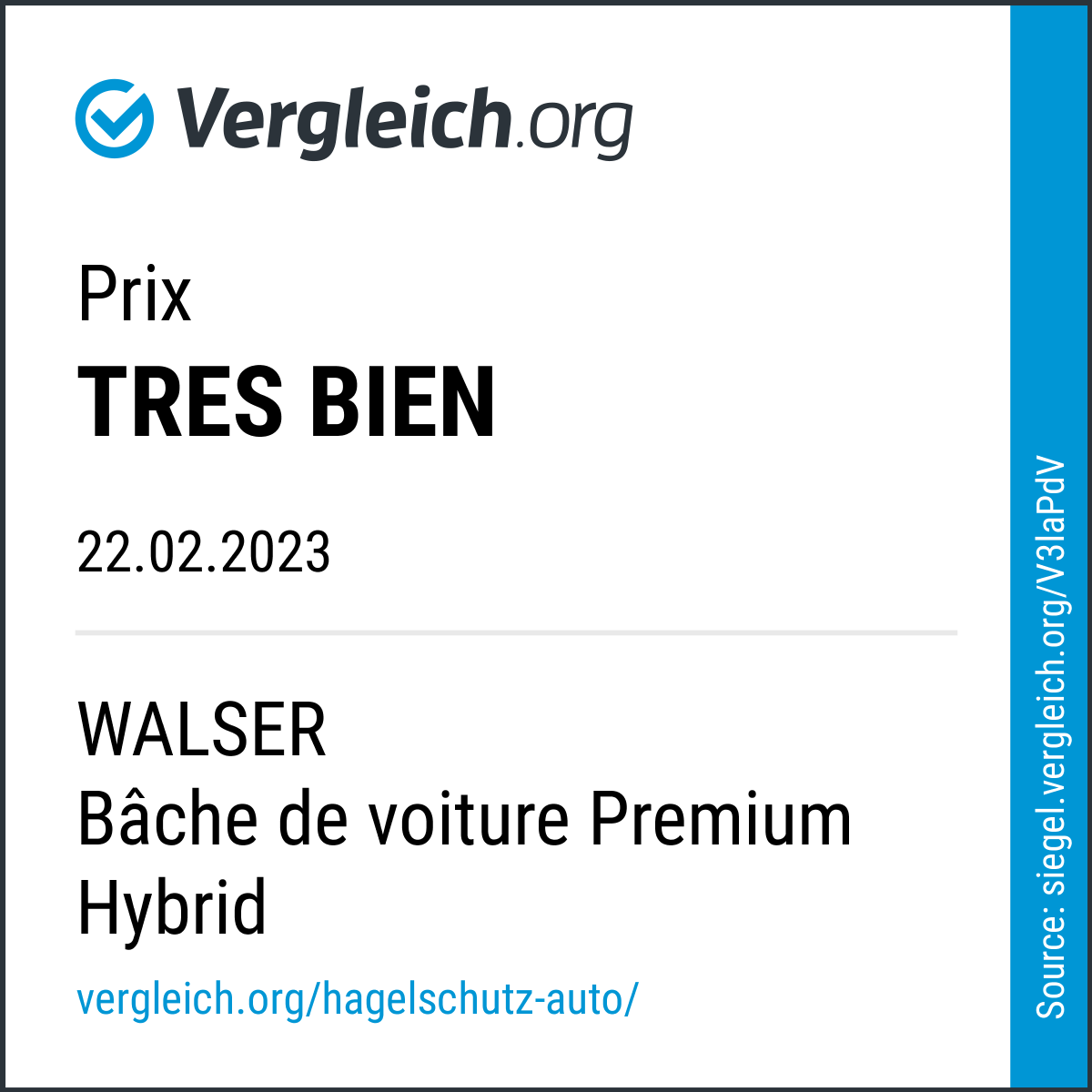 WALSER Bâche de Voiture Anti-grêle Premium Hybrid, Mention Très Bien*  Housse de Protection Anti-grêle Hydrofuge, bâche Contre la grêle,  Couverture de