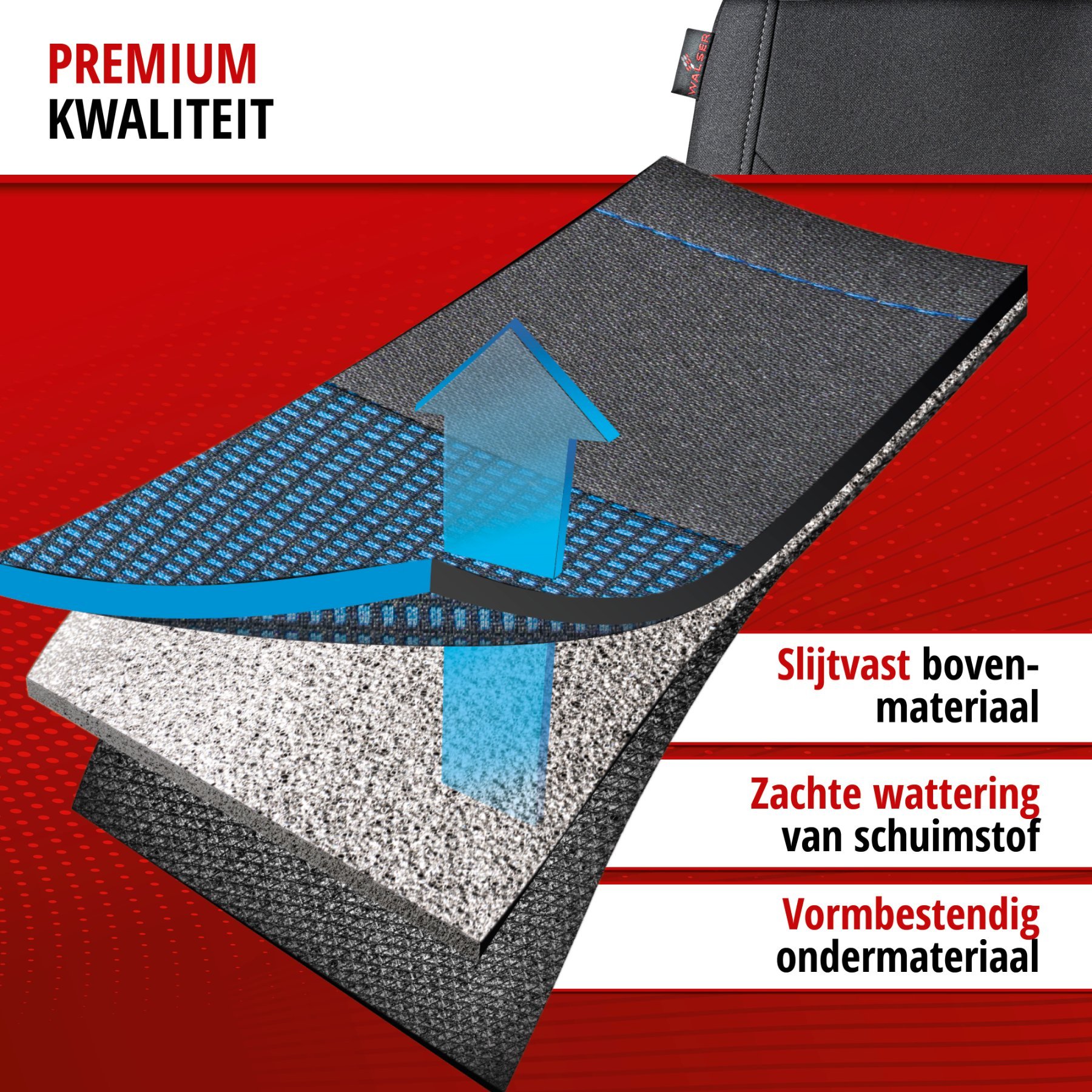 Premium Autostoelbekleding Ardwell met Zipper ZIPP-IT, Autostoelhoes set, 2 stoelbeschermer voor voorstoel, 1 stoelbeschermer voor achterbank zwart/blauw