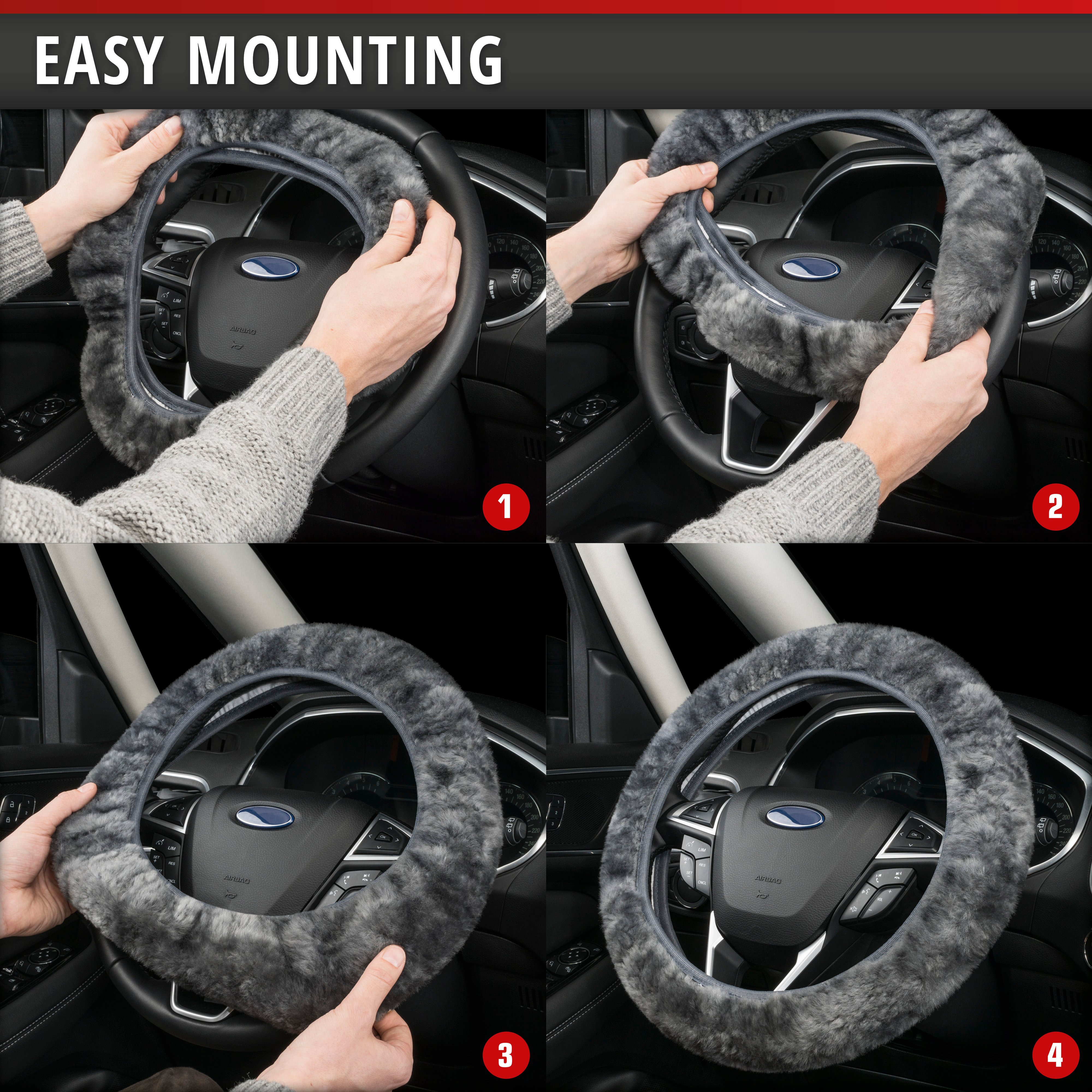 Lambskin steering wheel cover - Steering wheel cover in anthracite