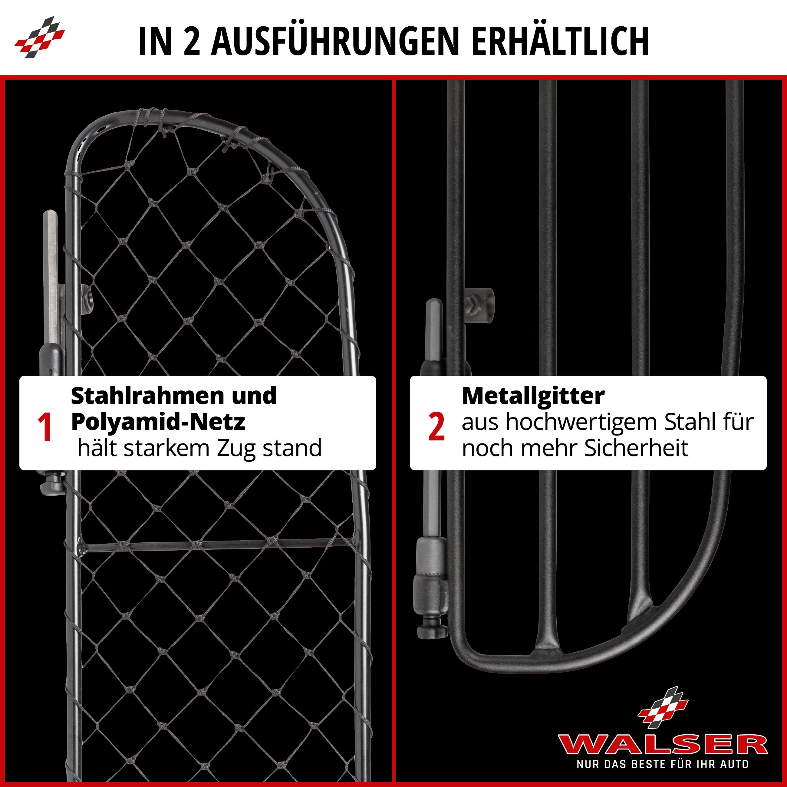 Hundegitter Dog Guard, Trenngitter für Hunde mit Nylonnetz, Auto Schutzgitter schwarz, Größe 2 - 910x180mm