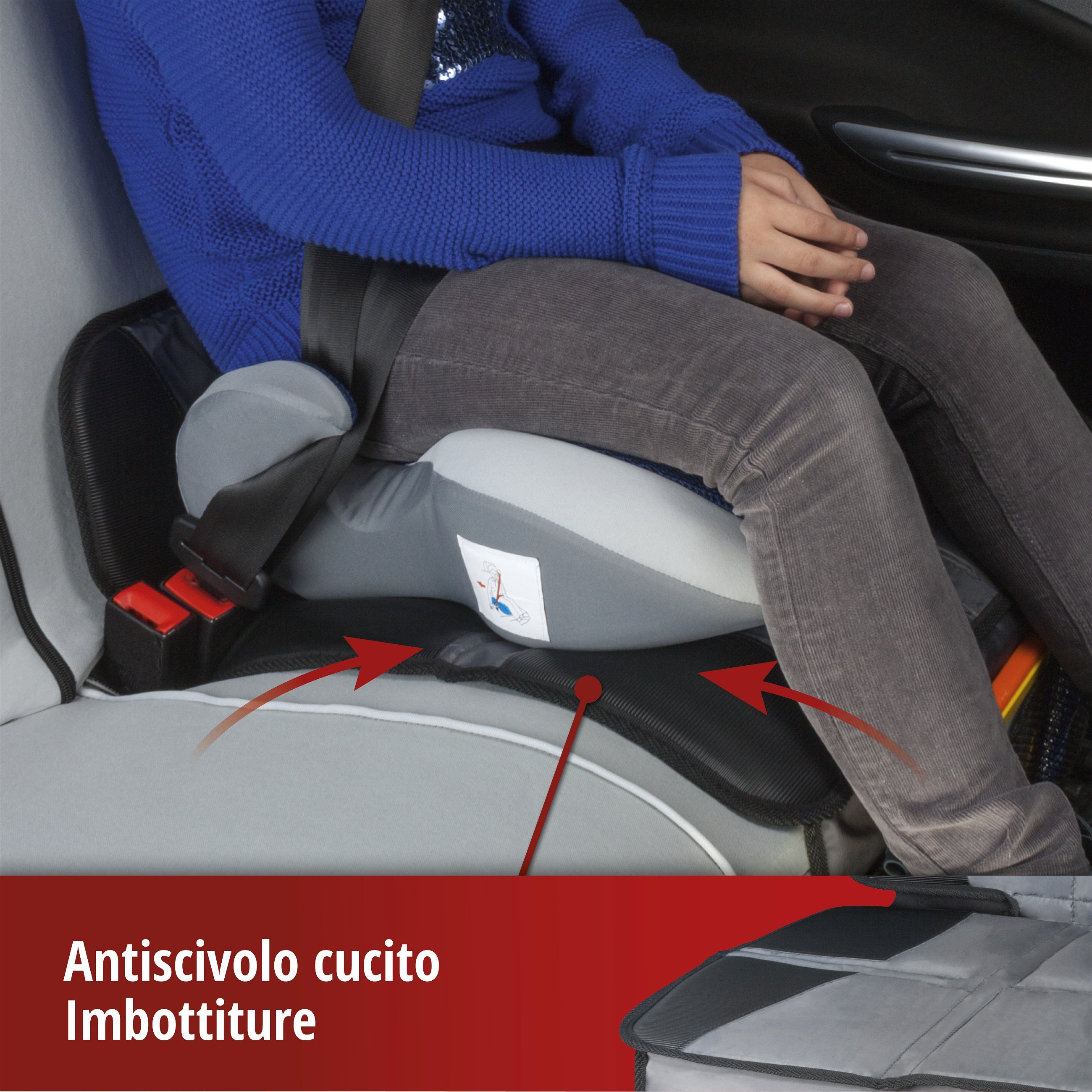 Cuscino per seggiolino Tidy Fred, cuscinetto protettivo per bambini grigio/nero