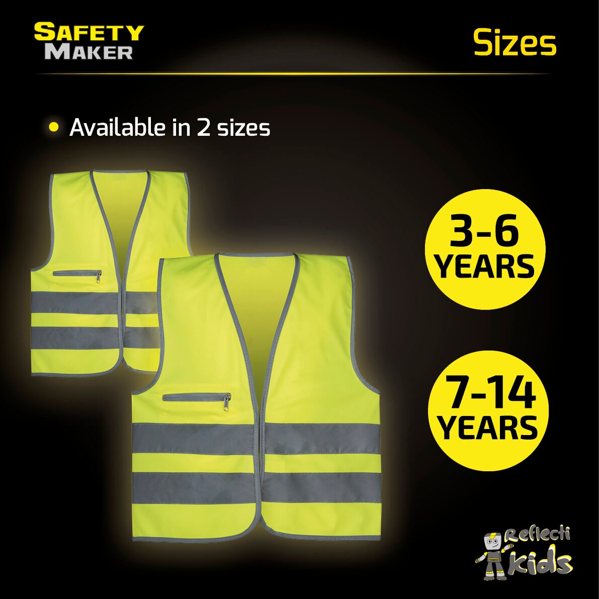 Safety vest 7-14 years yellow