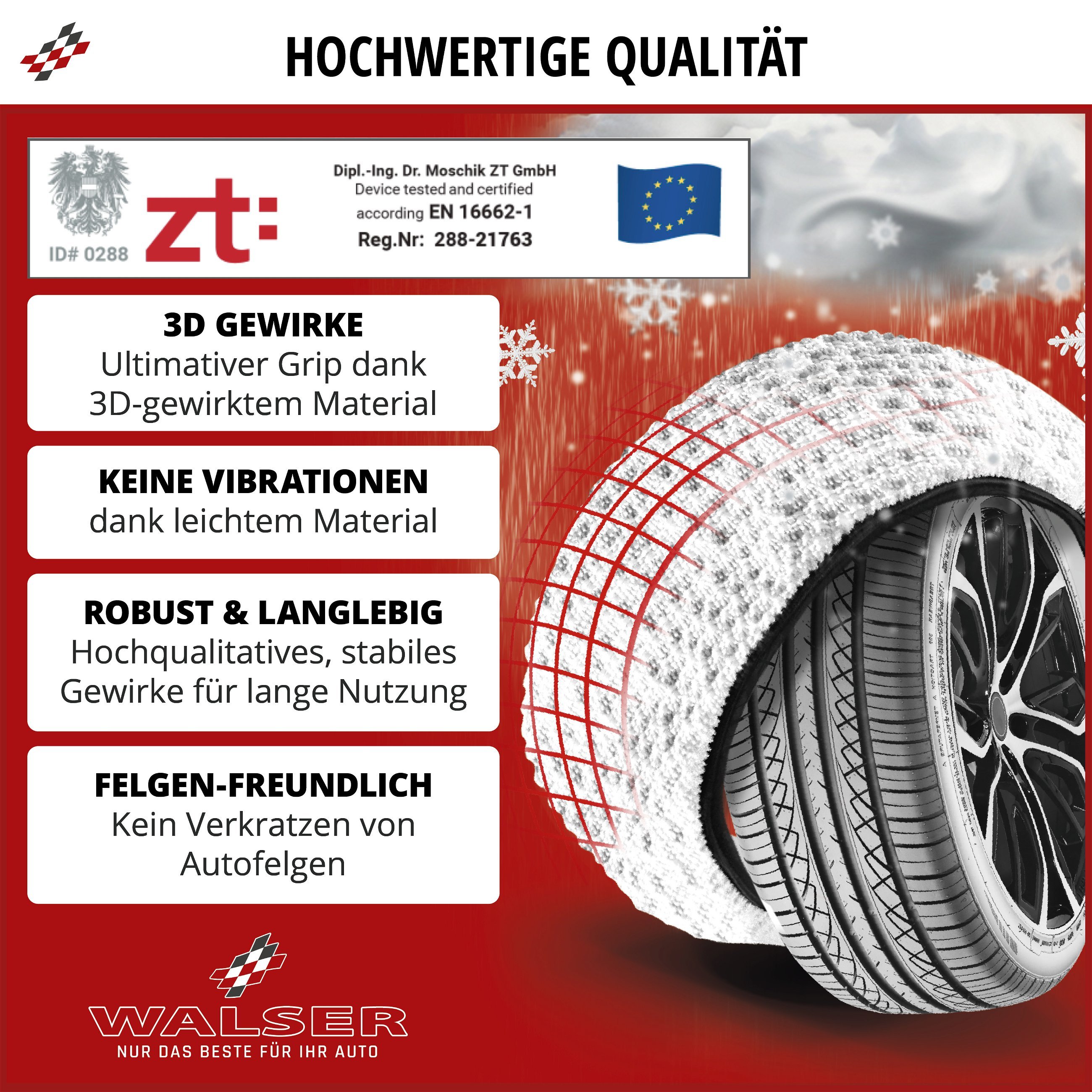 Premium Schneeketten Alternative Ultra Grip M, Textil Schneeketten, Schneesocken 2er Set weiß