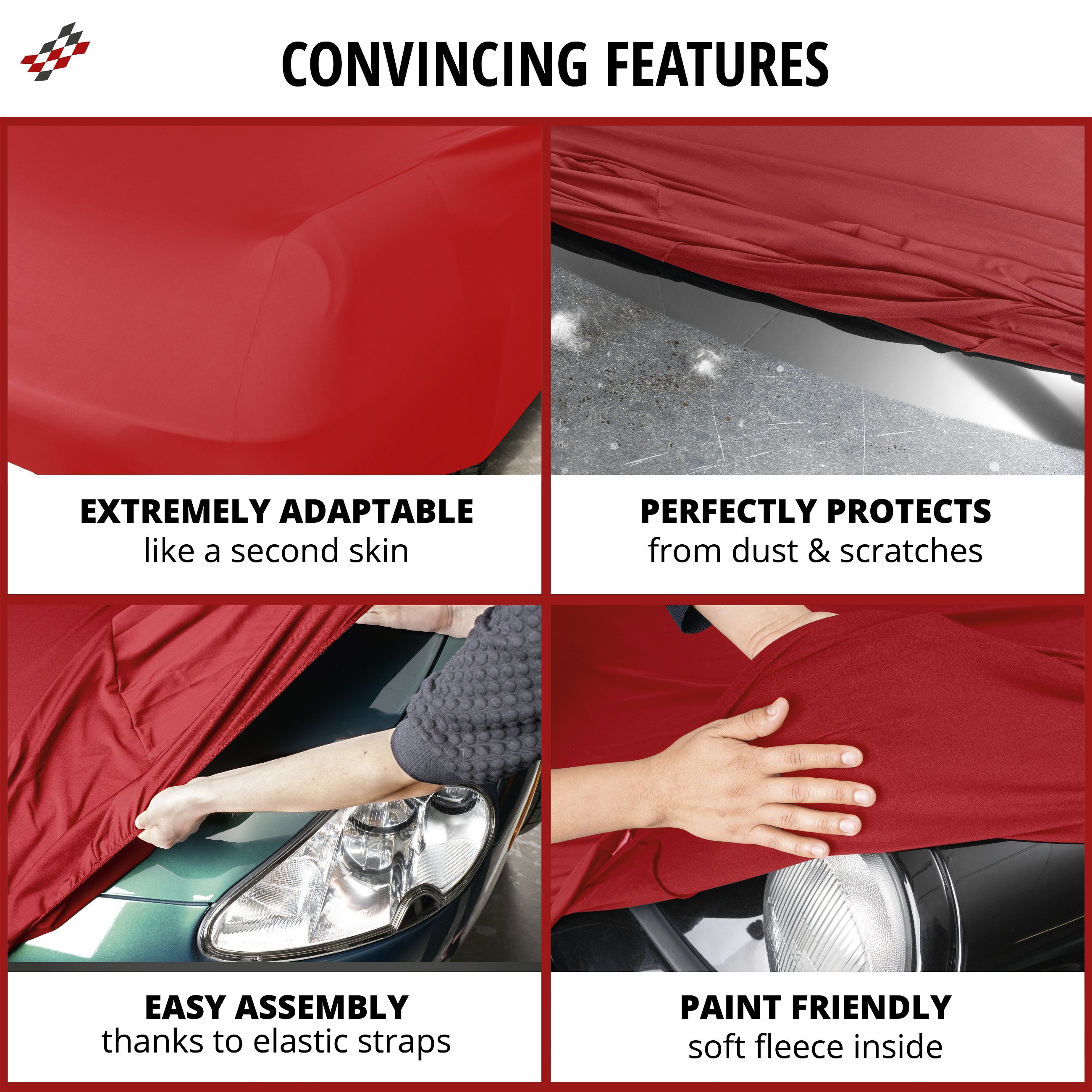 Car cover Indoor Stretch Plus SUV size XL red