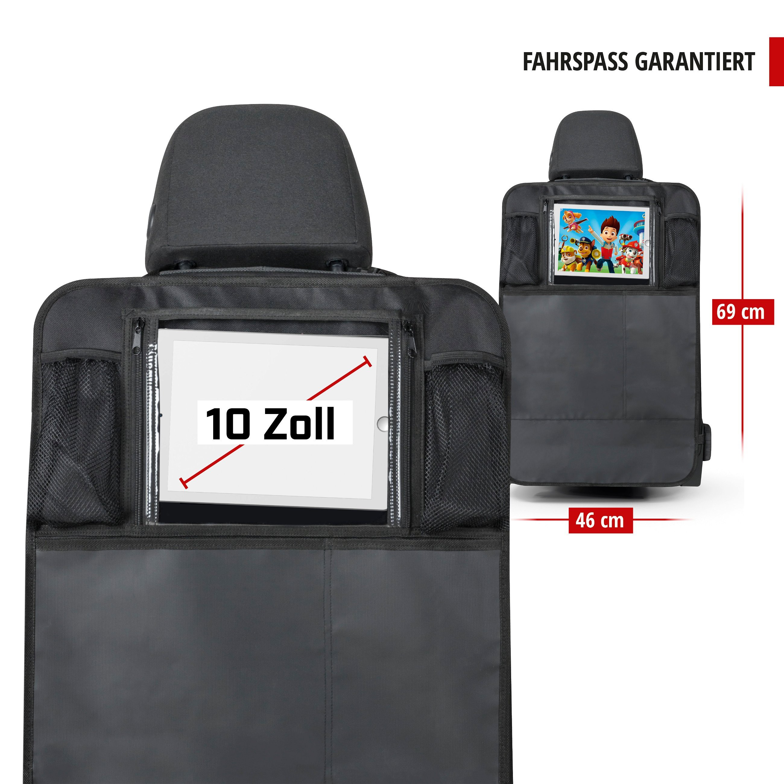 Auto-Organizer Kenny, Rückenlehnenschutz mit Tablet-Halterung 70x46 cm schwarz
