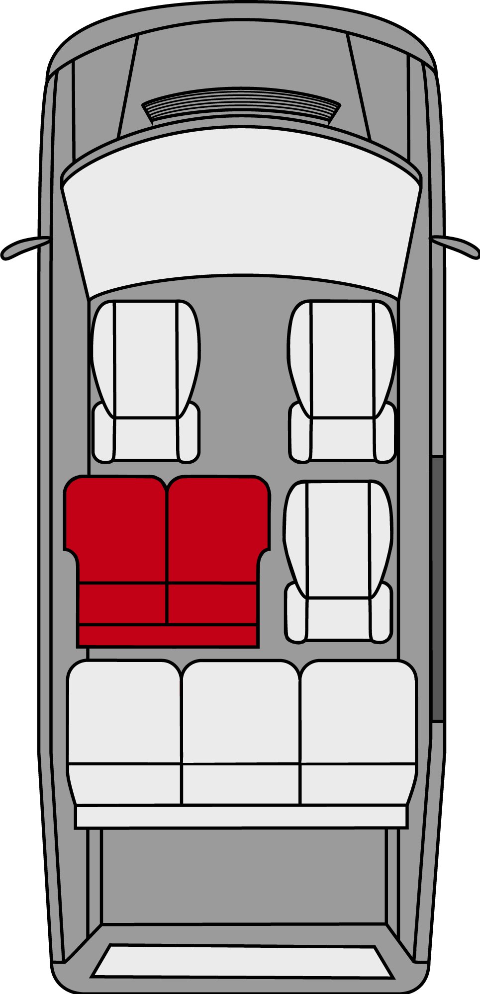 Passform Sitzbezug aus Kunstleder kompatibel mit VW T5, Doppelbank hinten