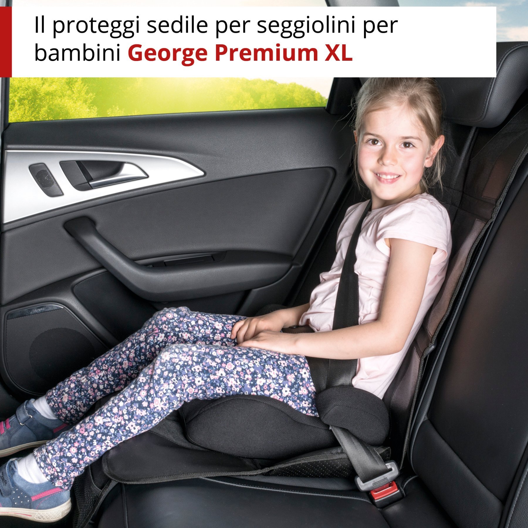 Cuscino per seggiolino George Premium XL, cuscinetto protettivo per bambini nero