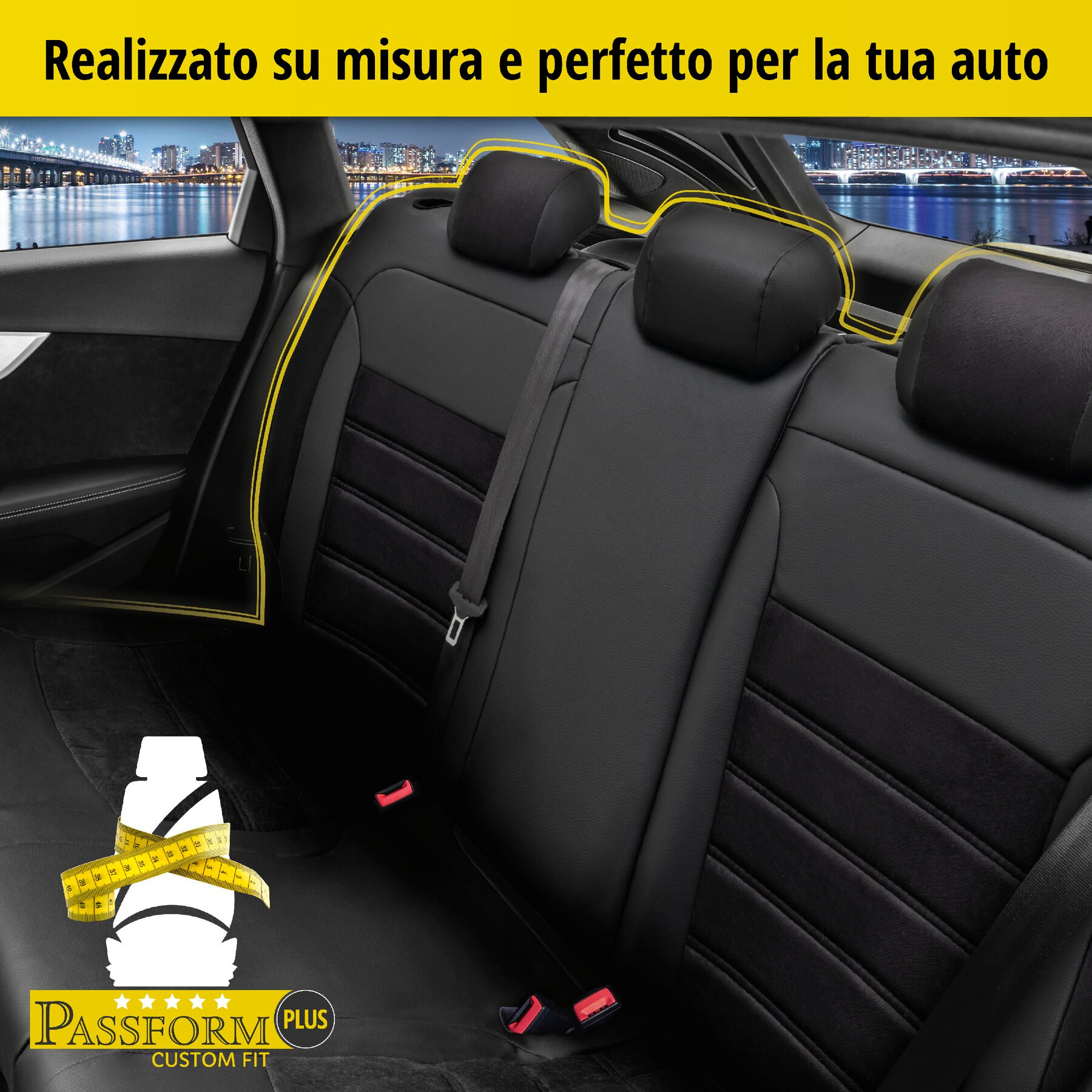 Coprisedili Bari per Audi A3 2012-Oggi, 1 coprisedili posteriore per sedili sportivi