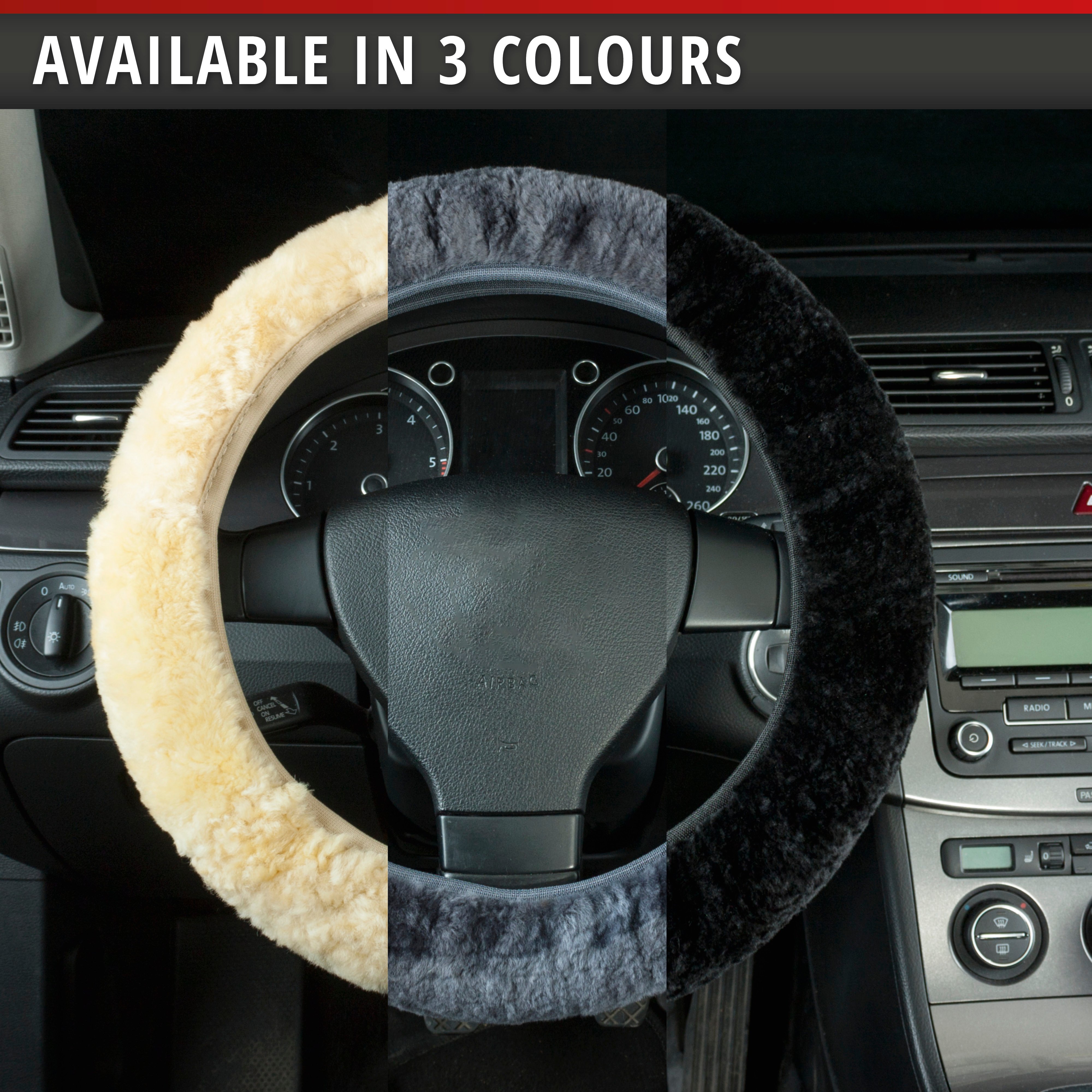 Lambskin steering wheel cover - Steering wheel cover in beige