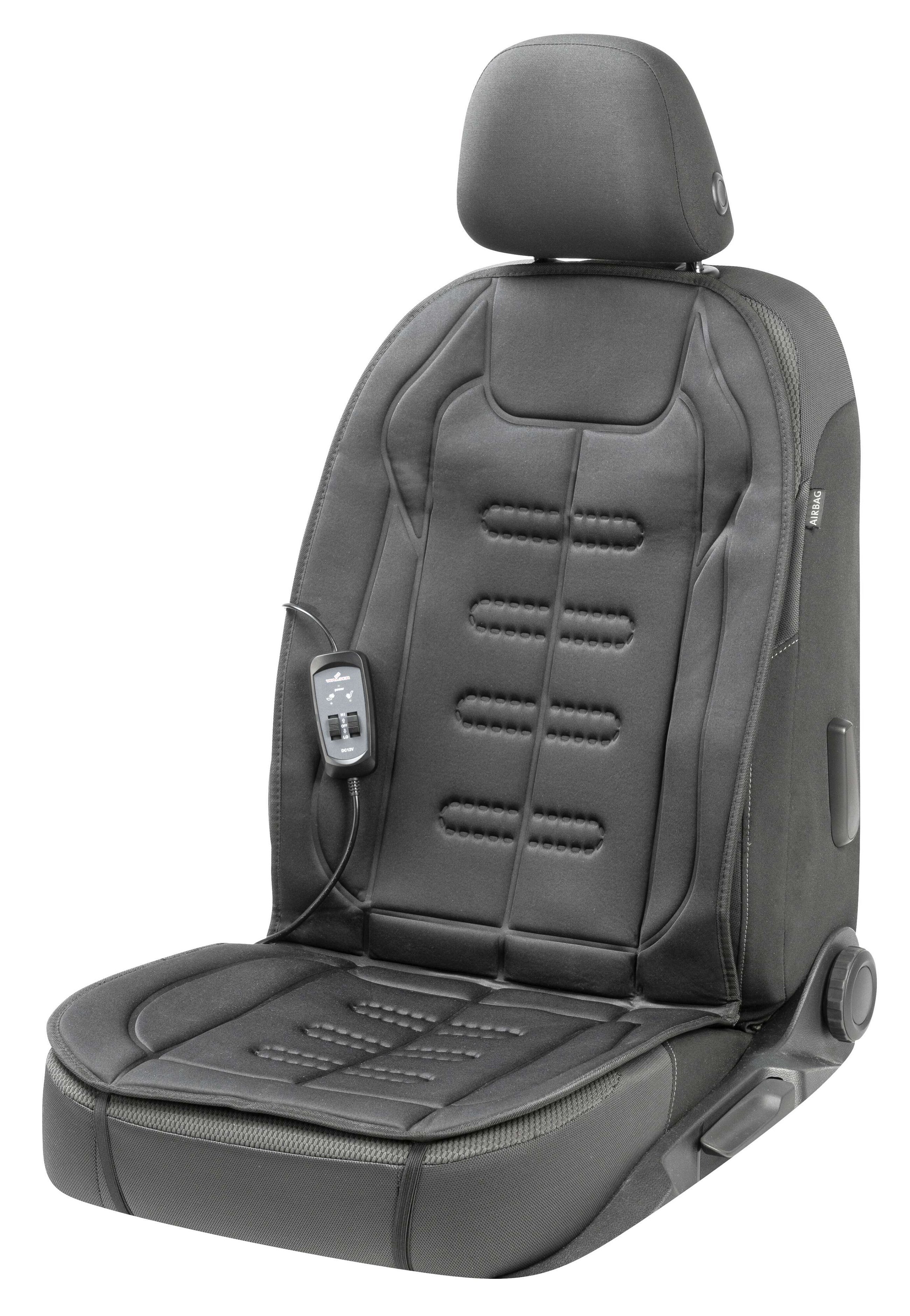 Premium heated seat cover, model Caldo - seat backrest & seat surface individually heatable, 2 heating levels selectable, car seat heating with 12-volt plug