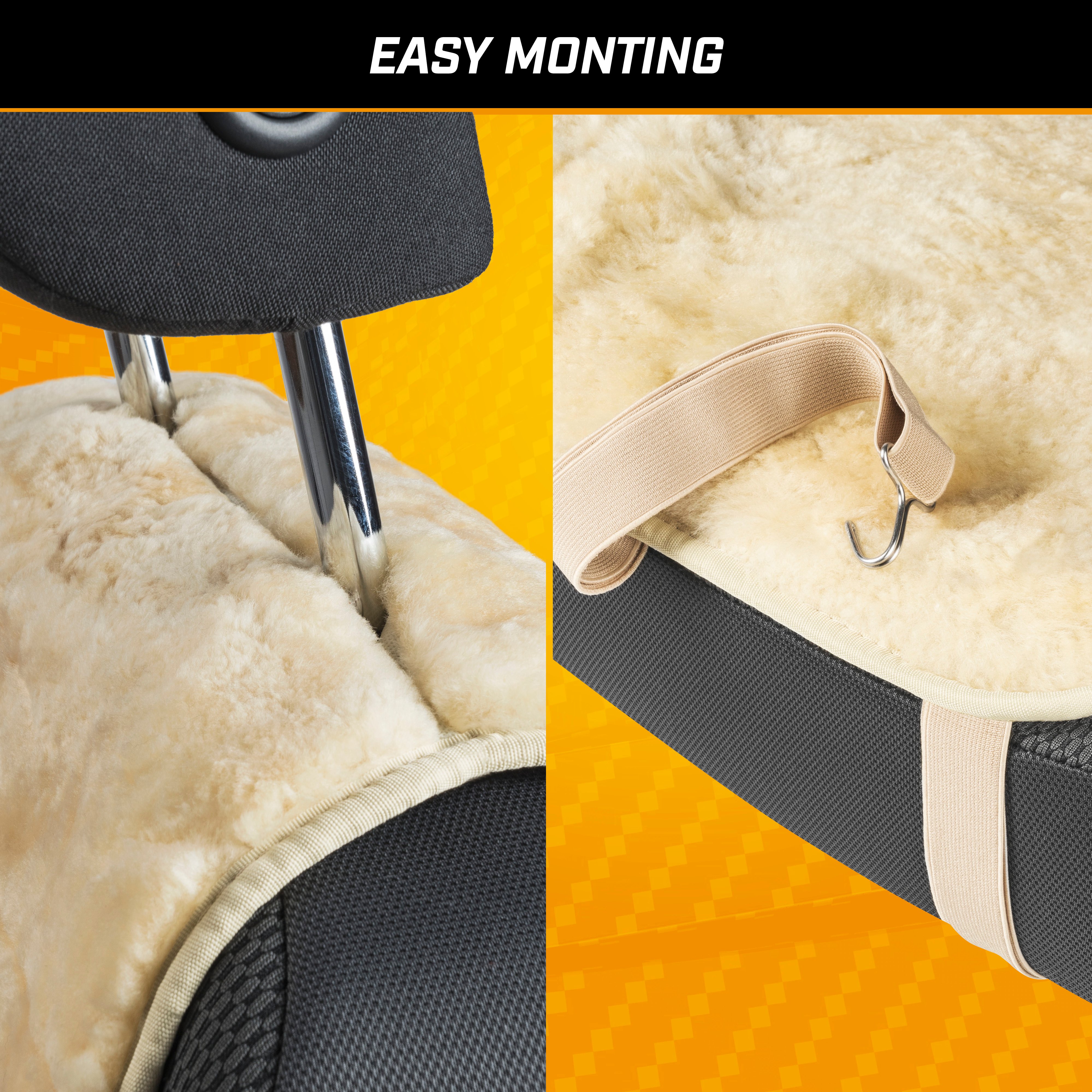 Car Seat cover in lambskin Cosmo beige 12-14mm fur height