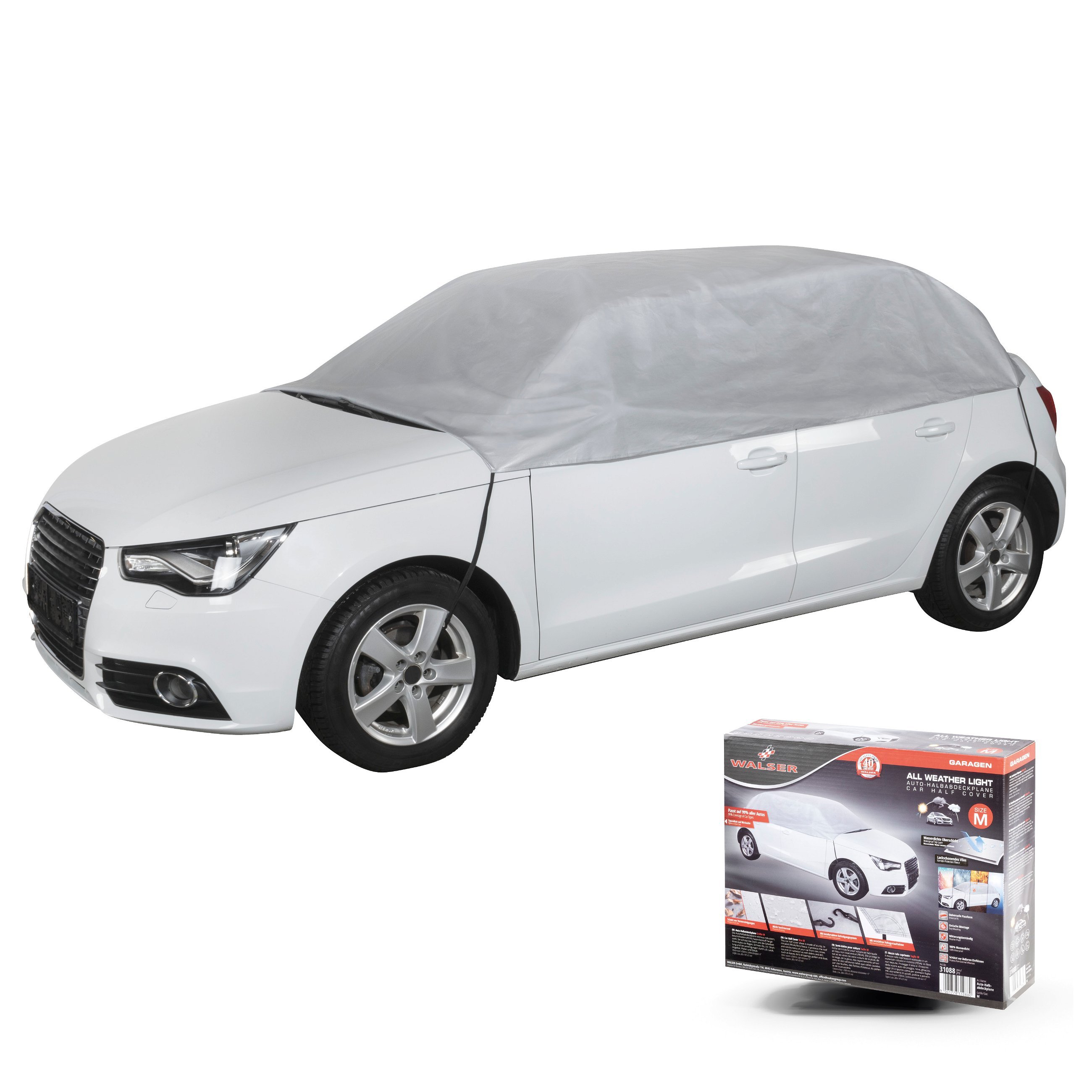 Car tarpaulin All Weather Light half garage size M light grey