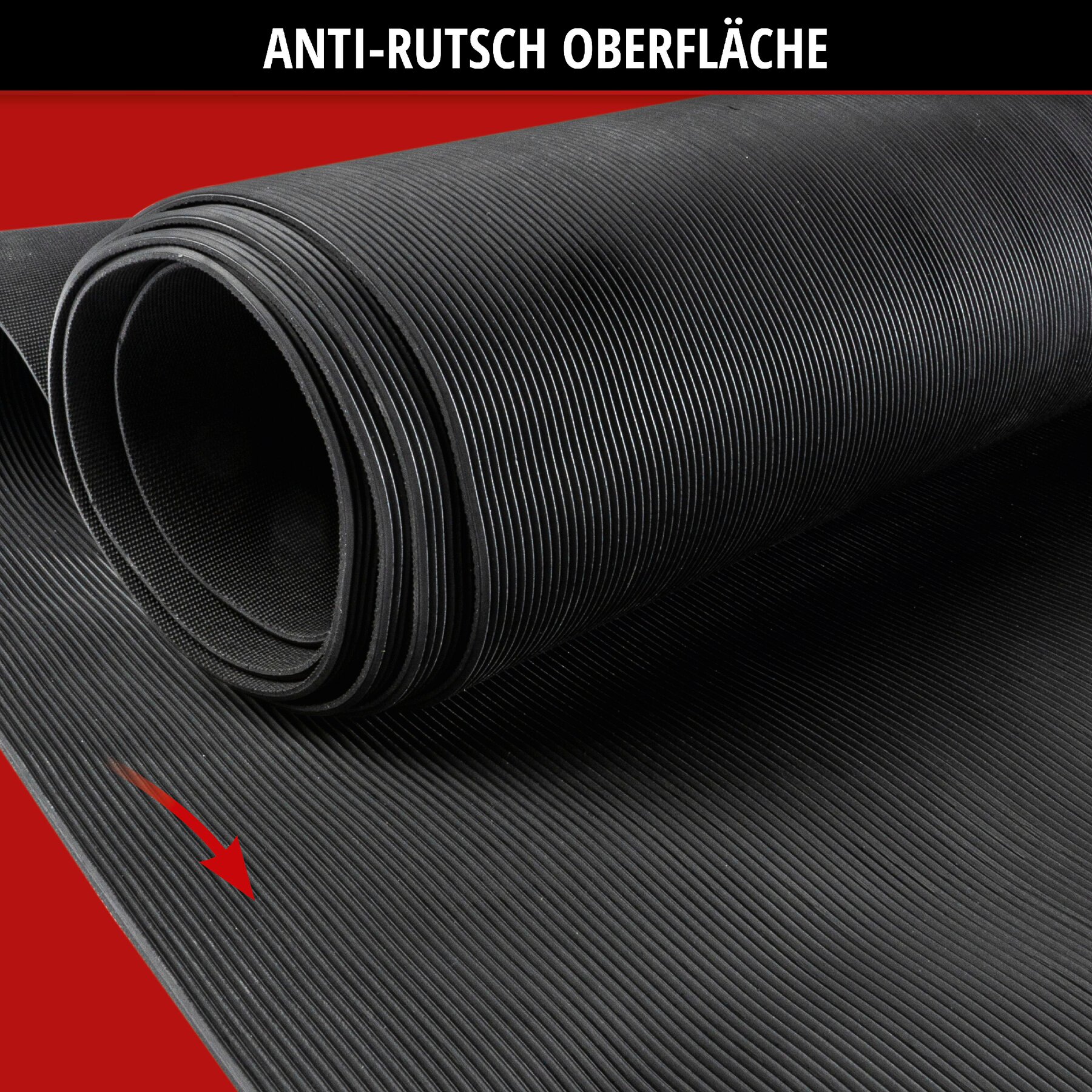 Gummimatte Saturn, zuschneidbare Meterware feinripp 100x250 cm schwarz