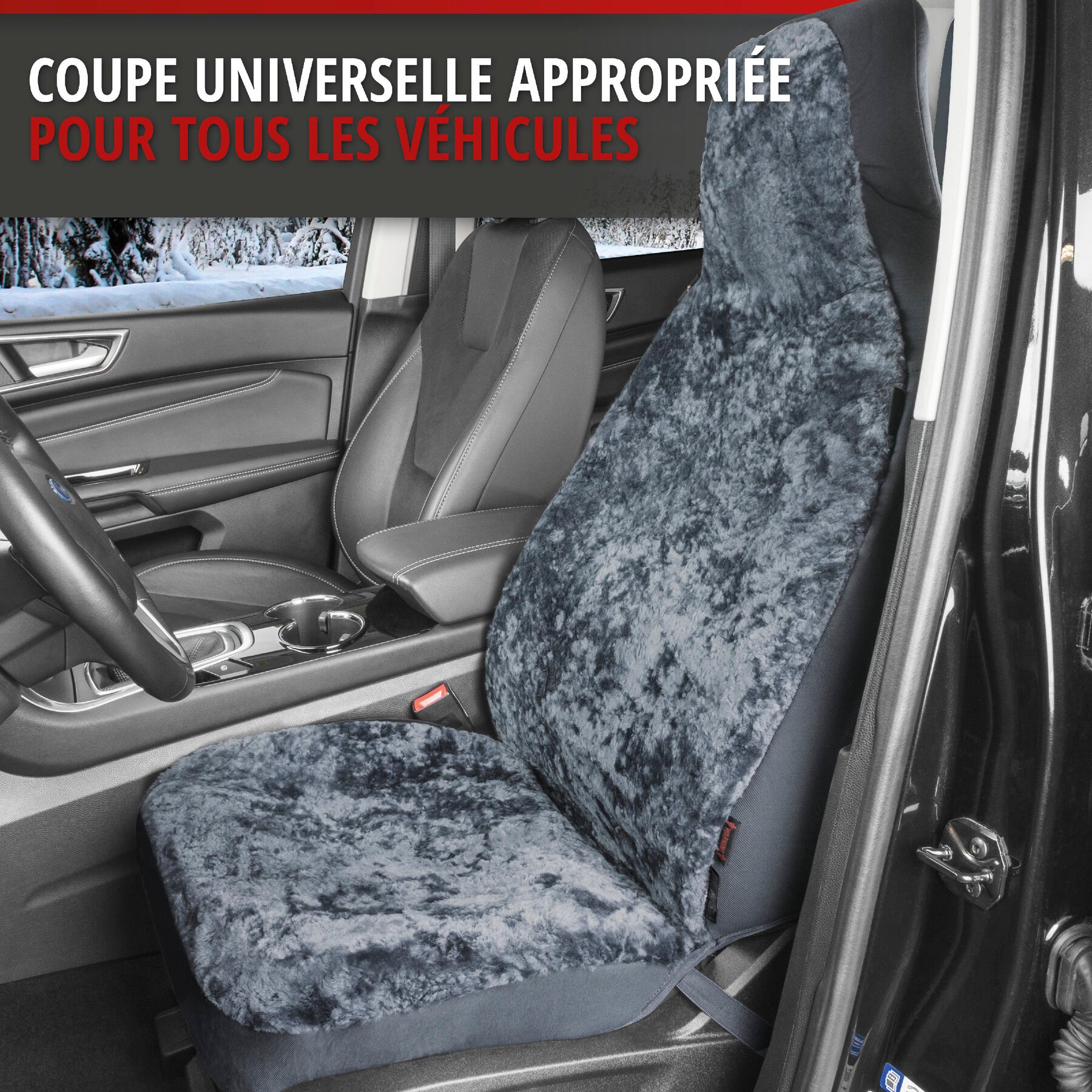 Housses de sièges Zoya en agneau anthracite avec système informatique ZIPP pour les sièges à haut dossier