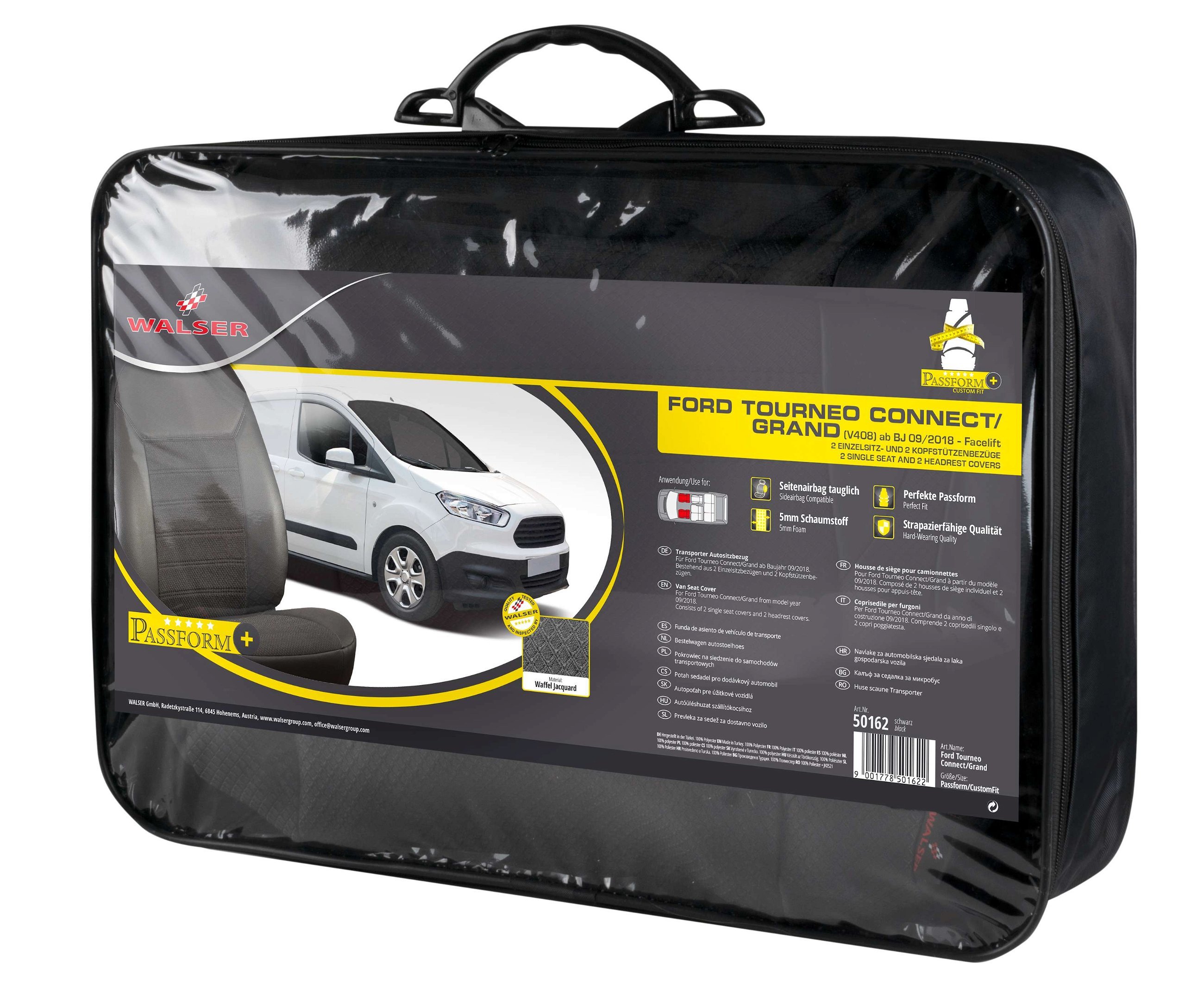 Passform Premium Sitzbezug für Ford Tourneo Connect/Grand Tourneo Connect V408 09/2013-Heute, 2 Einzelsitzbezüge vorne