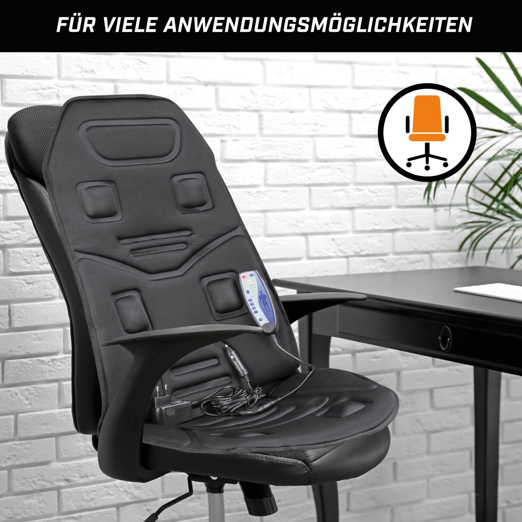 Massagesitzauflage Laxly, universal Sitzauflage mit Massage- und Wärmefunktion