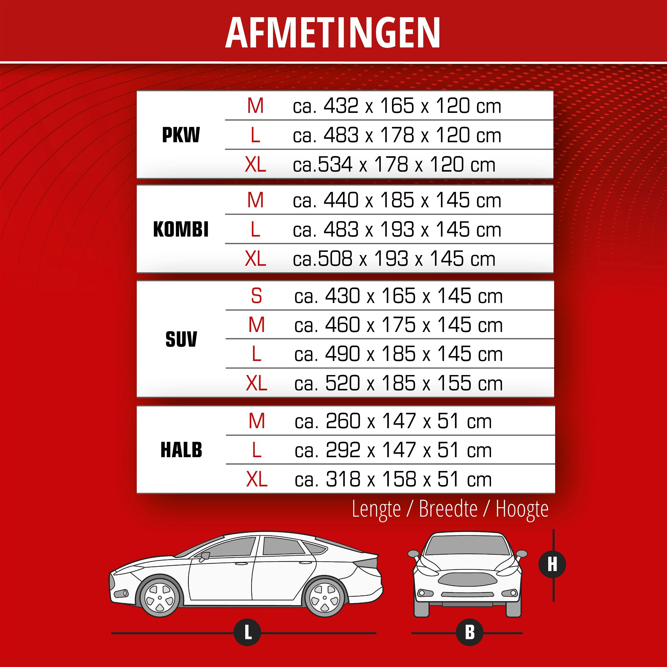 Autoafdekking AllWeather SUV maat XL lichtgrijs, waterdichte autogarage, stofdicht met UV-bescherming, verstevigde gordelbevestiging