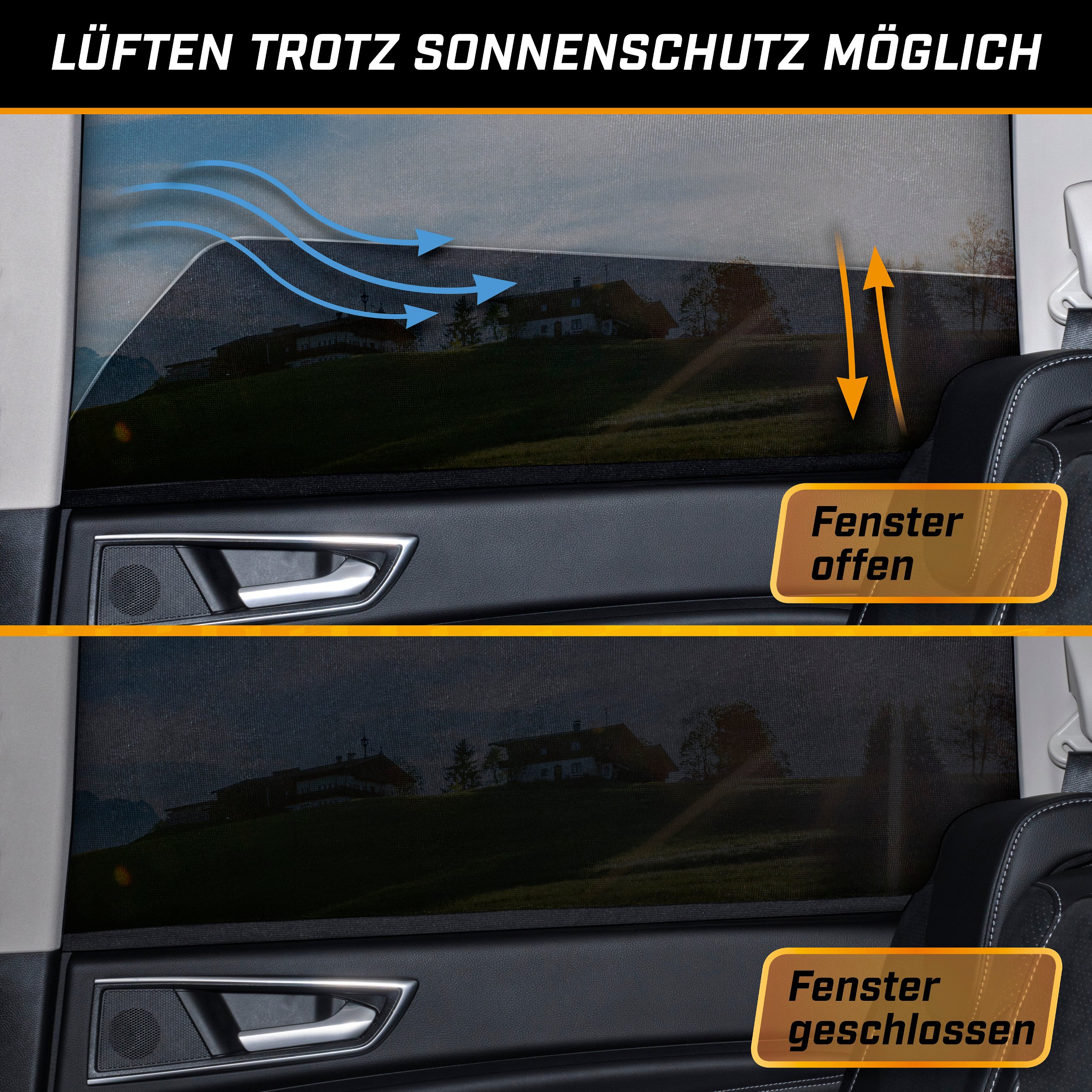 Sonnenschutz Window Sock, 2er Set Sonnenblenden-Seitenscheibe, Auto-Sonnenschutz schwarz