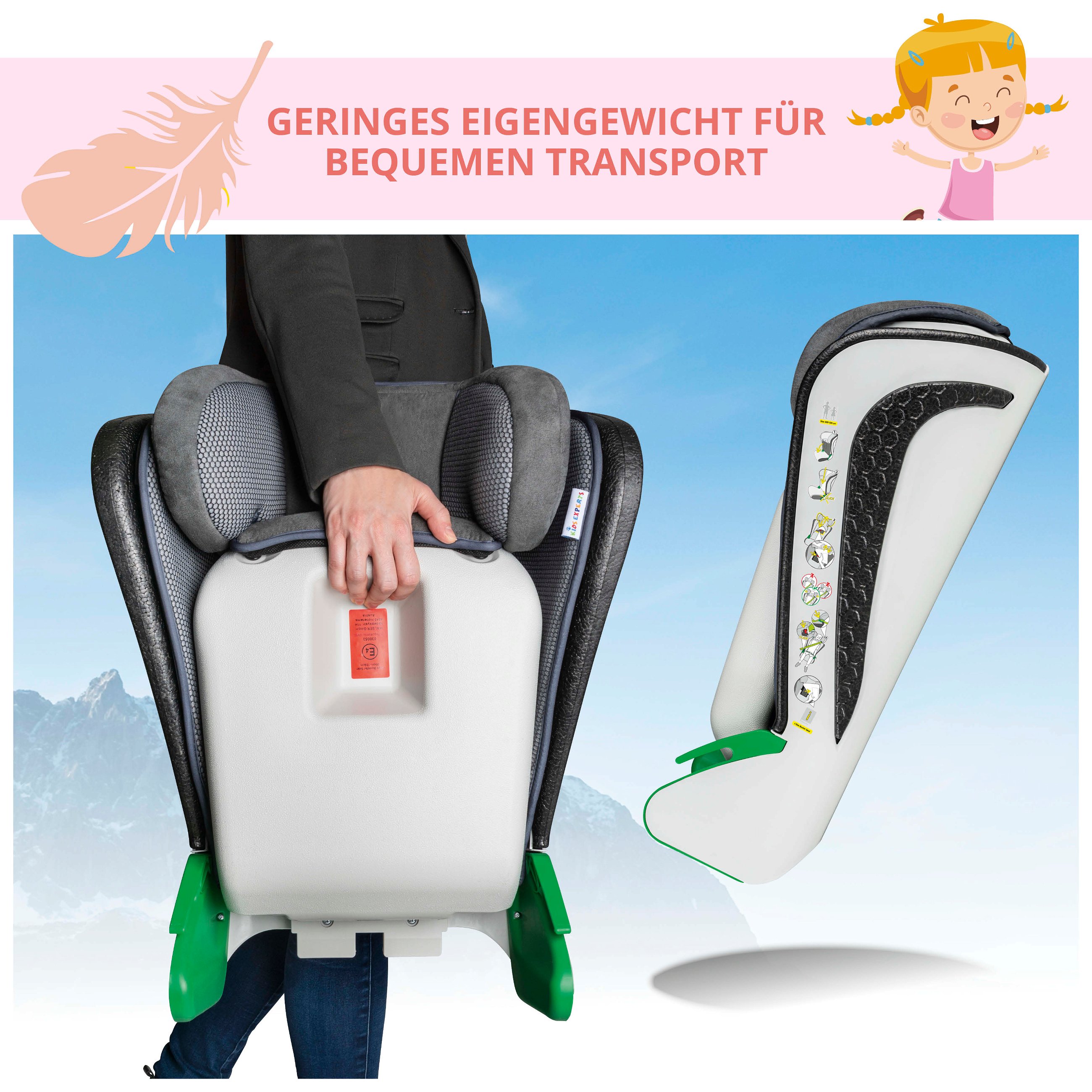 Kindersitz Noemi, klappbarer Auto-Kindersitz ECE R129 geprüft Anthrazit