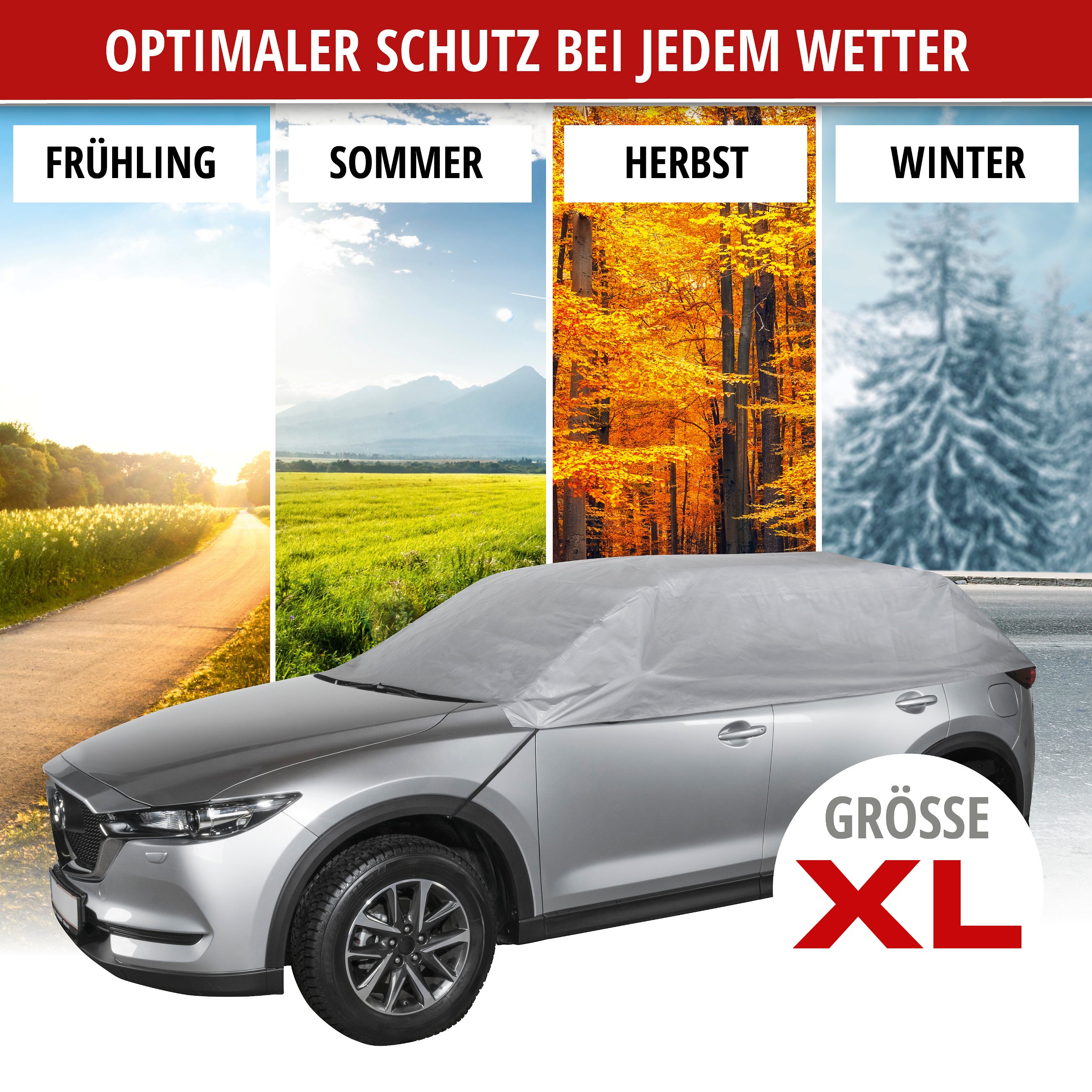 Autoplane All Weather Light Größe XL, PKW-Abdeckplane Halbgarage hellgrau
