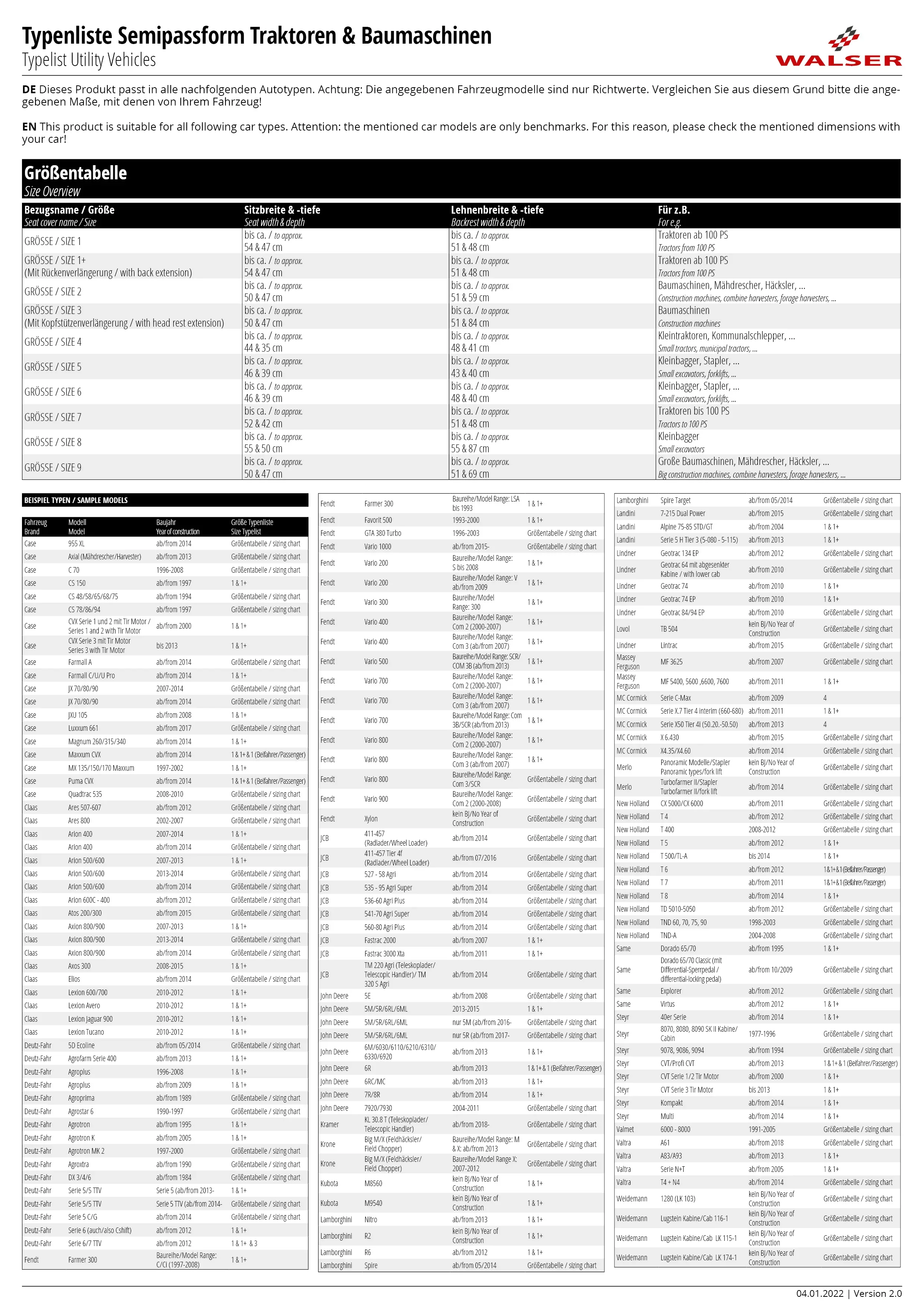 Passform Sitzbezug Kleintraktoren, Kommunalschlepper, Größe 4