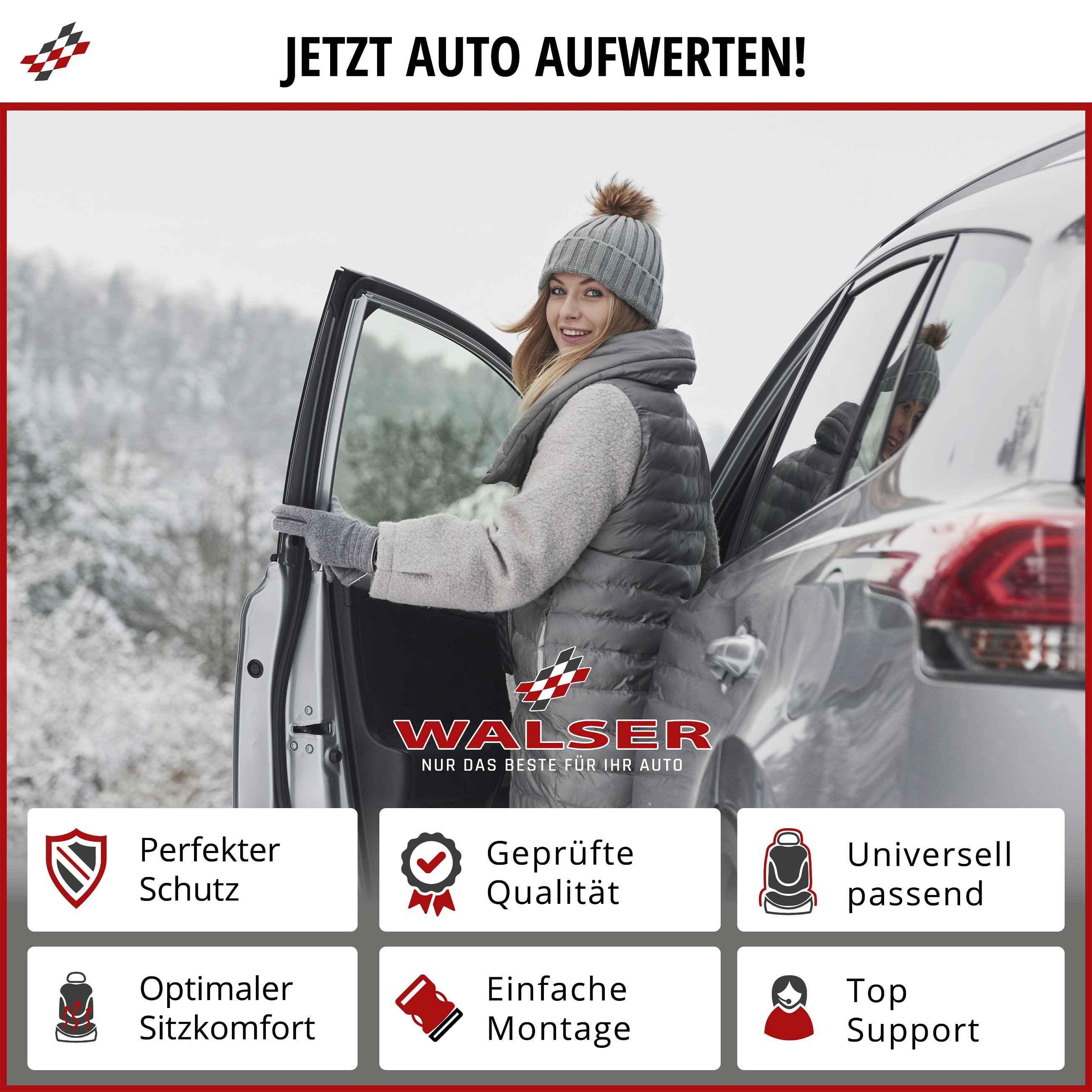PKW Sitzauflage Caldo, Sitzaufleger Lehne & Sitzteil separat beheizbar, Autositz Heizkissen mit 12-Volt-Stecker