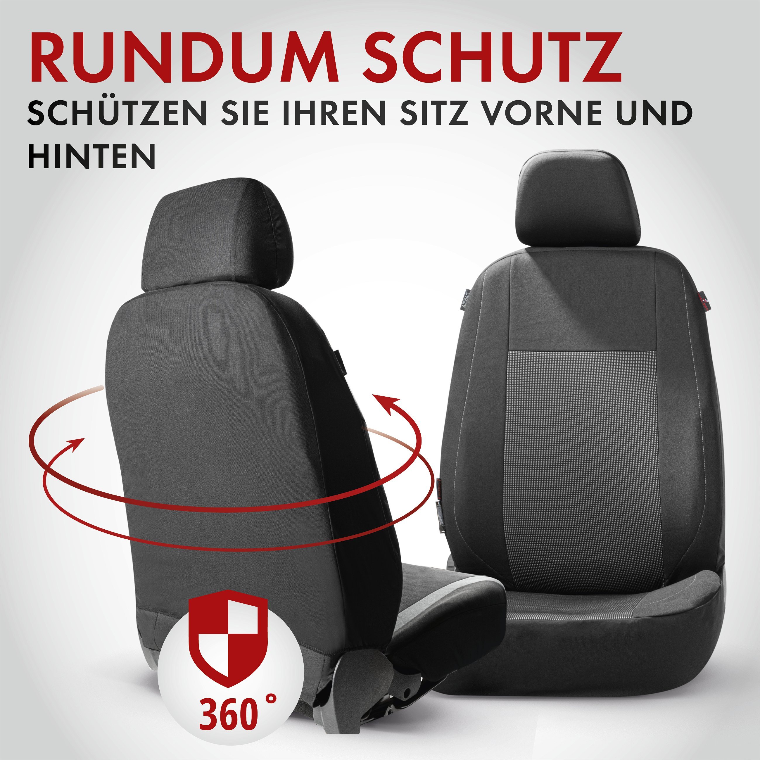 Autositzbezug ZIPP-IT Premium Ardwell, PKW-Schonbezüge für 2 Vordersitze mit Reißverschluss-System schwarz/grau