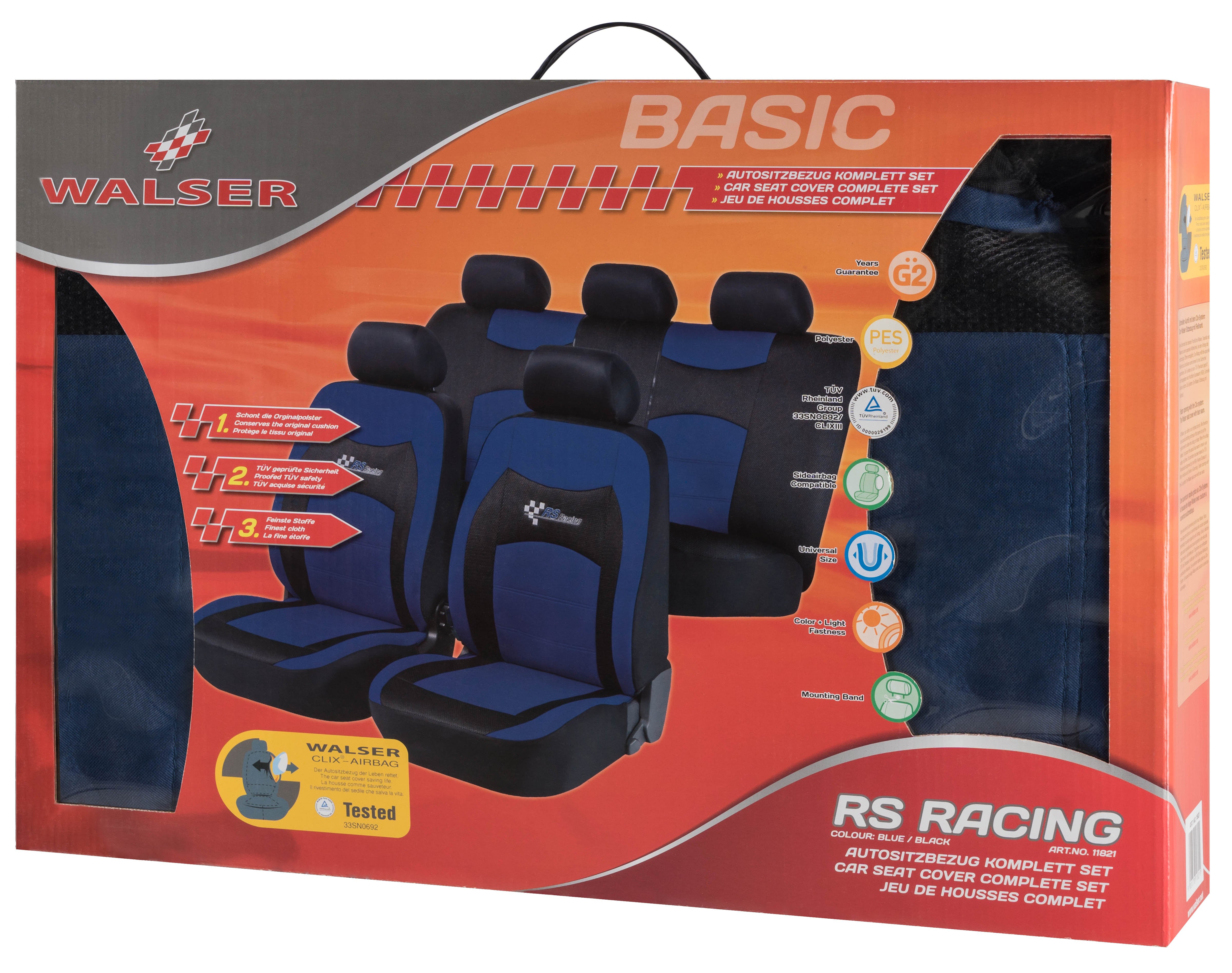 Car Seat cover RS Racing blue complete set