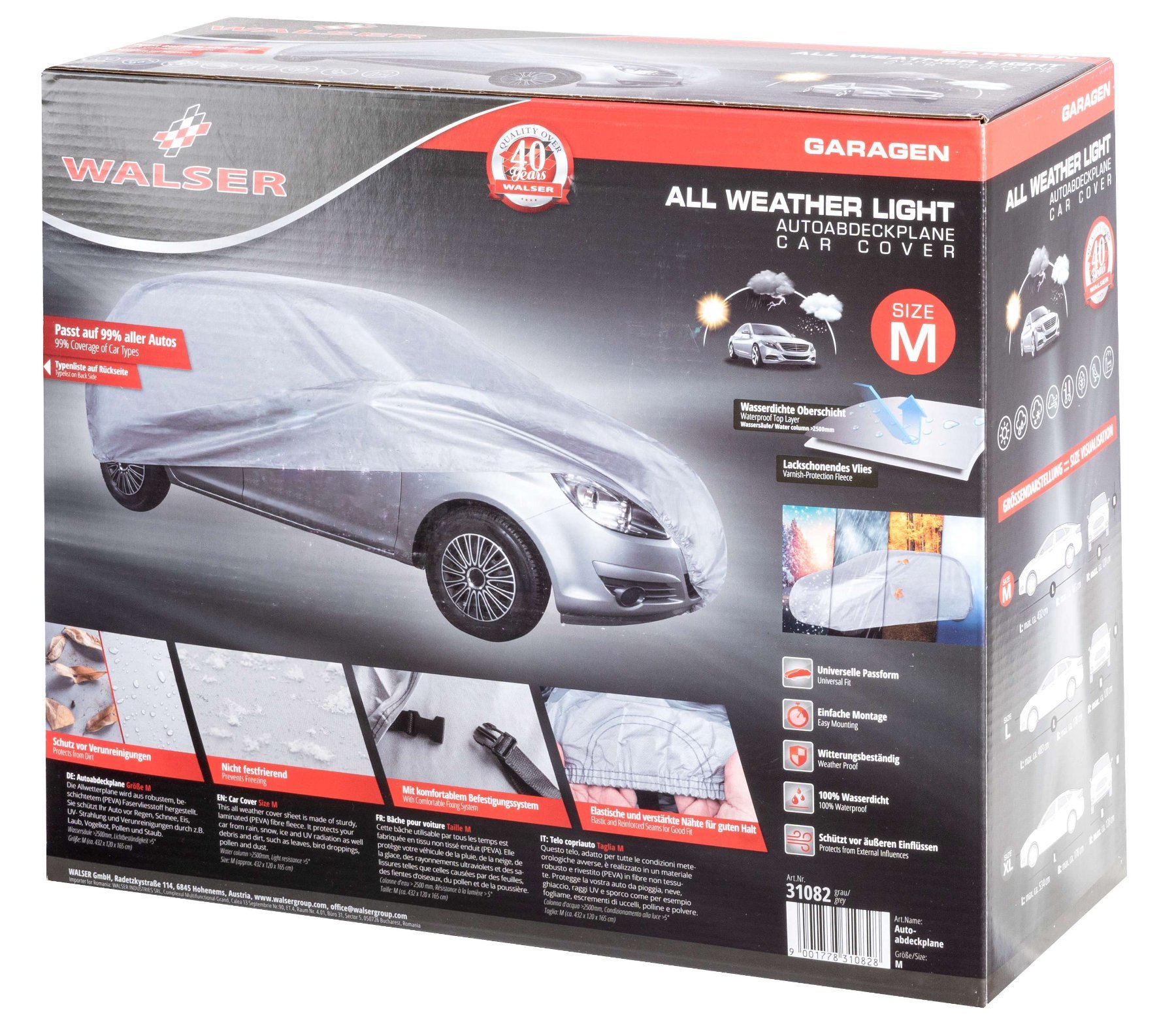 Car tarpaulin All Weather Light full garage size M light grey
