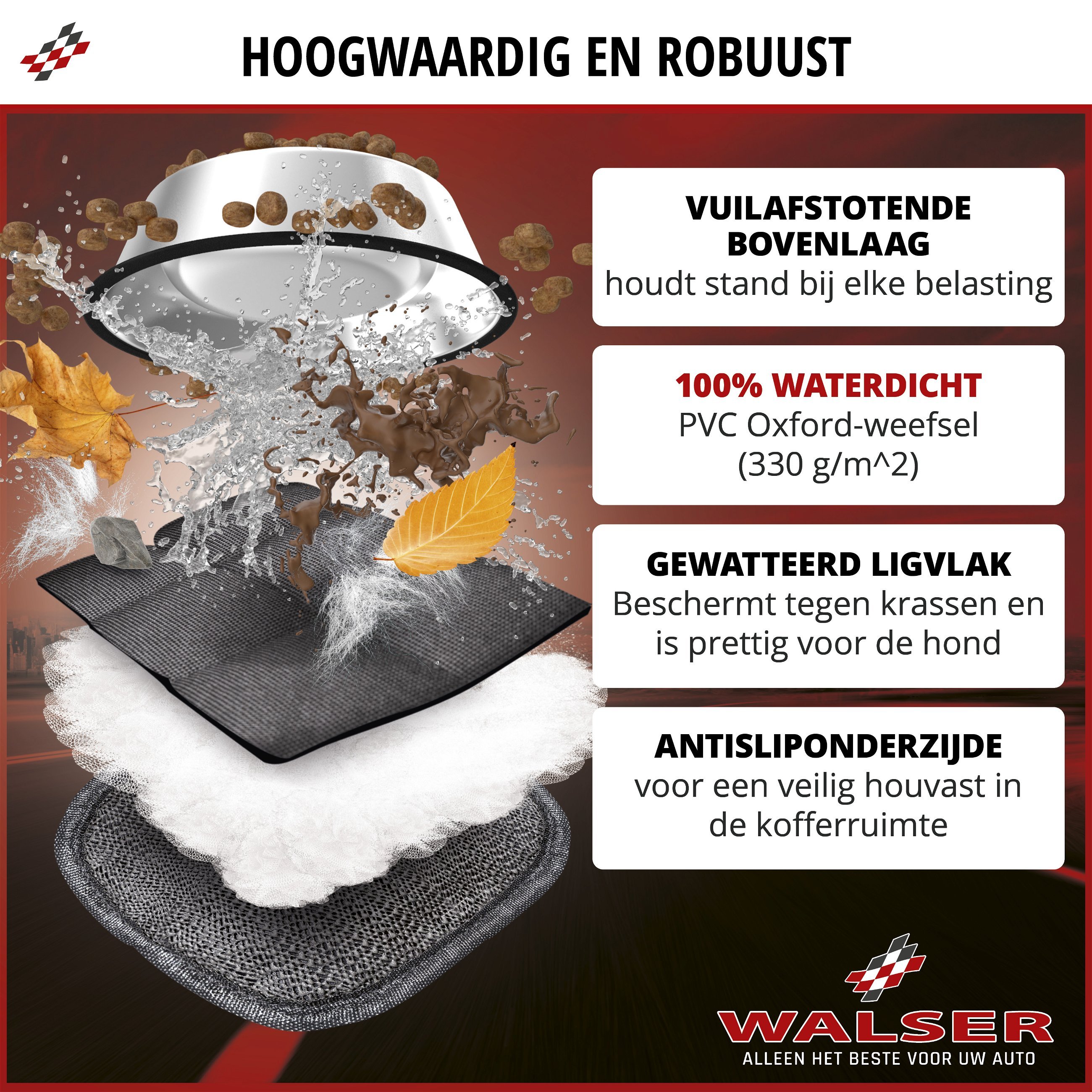 Kofferbakbeschermhoes Bello, kofferbakmat met zijbescherming, universele kofferbakbescherming, hondenbescherming voor de auto, waterafstotende kofferbakmat 13626