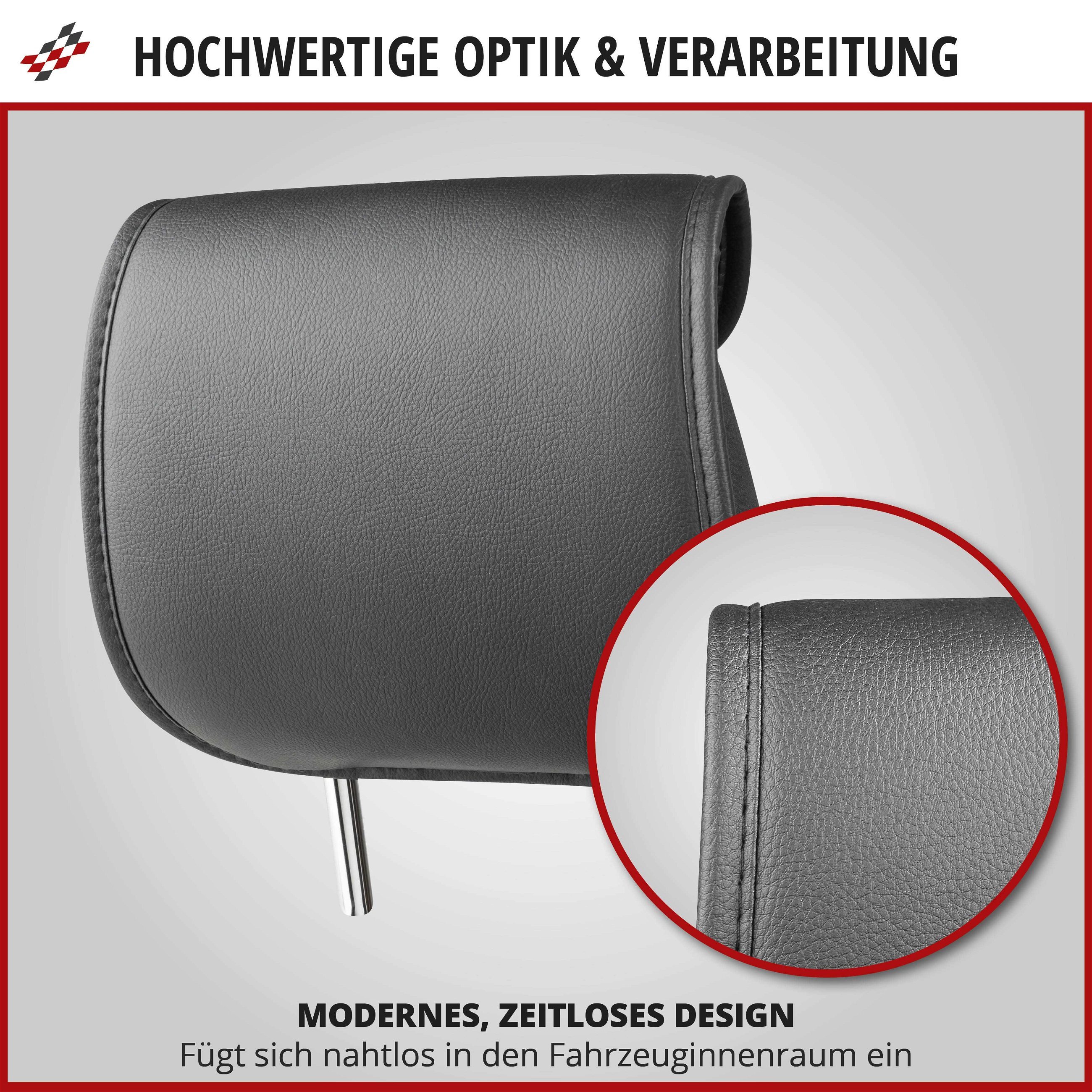 Auto Kopfstützenbezug Chris, 2 Stück Kopfstützenschoner Universalgröße schwarz