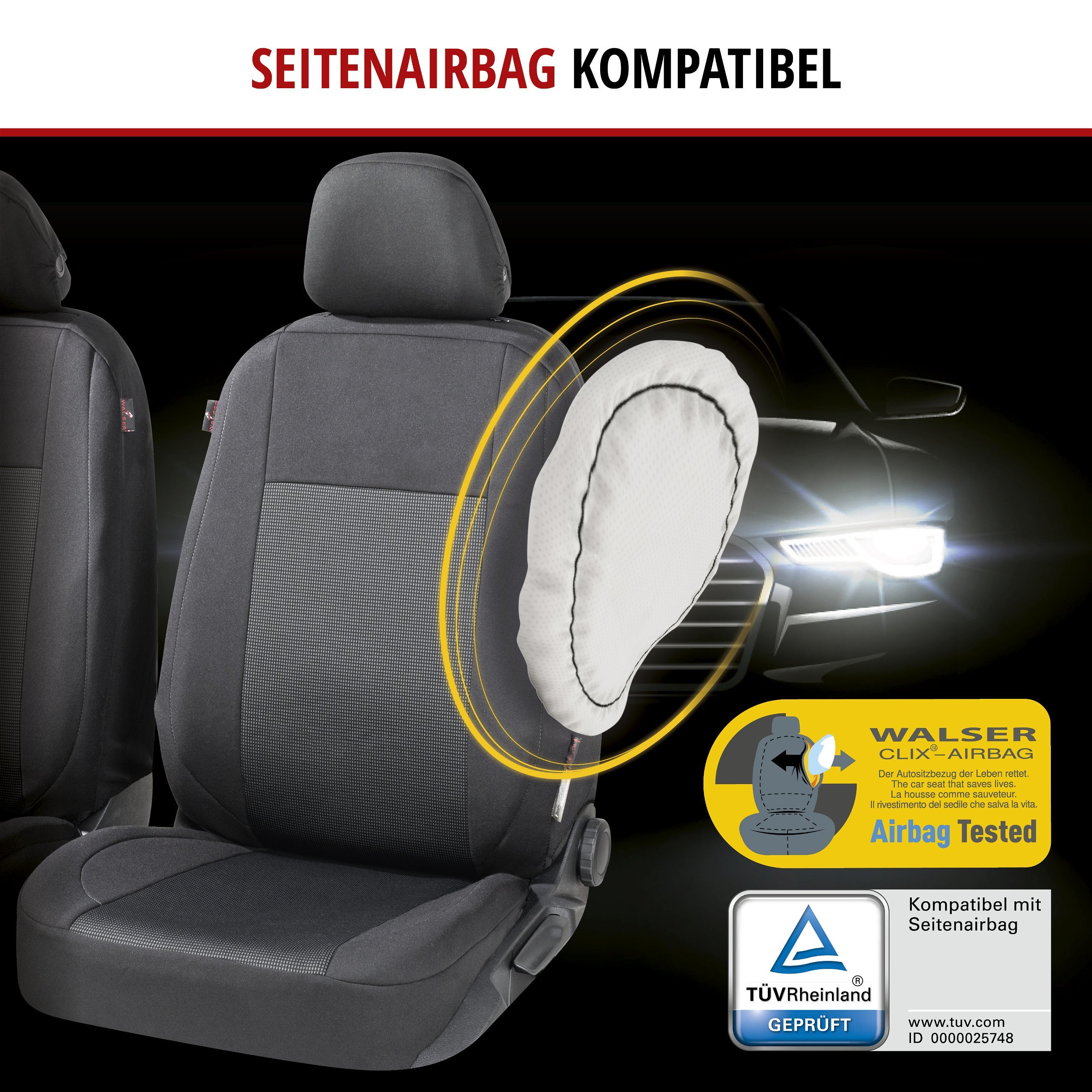 Autositzbezug ZIPP-IT Premium Ardwell, PKW-Schonbezüge Komplettset mit Reißverschluss-System schwarz/grau