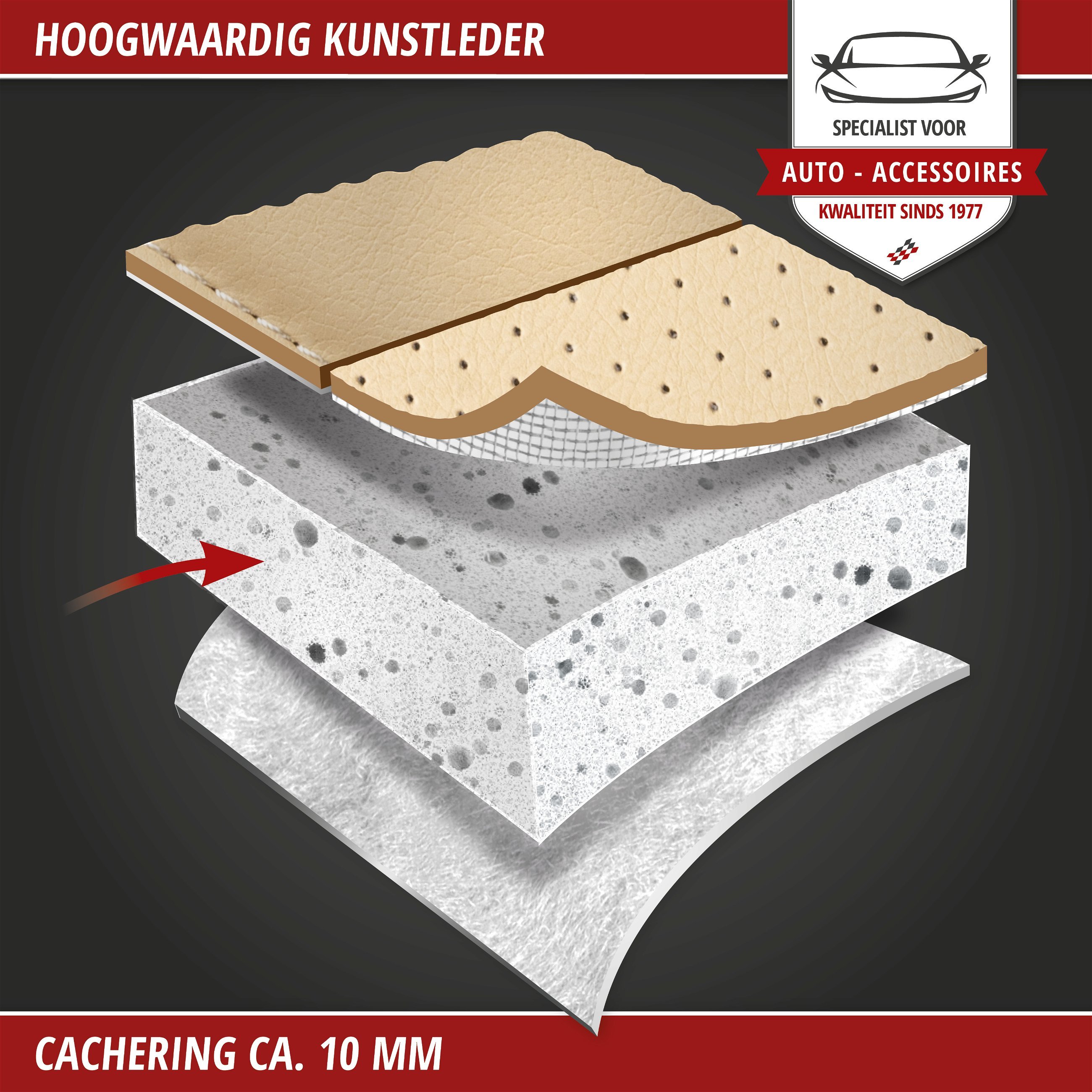 Autostoelhoes Lewis, universele stoelhoes en beschermmat in beige, stoelbeschermer voor auto's en vrachtwagens